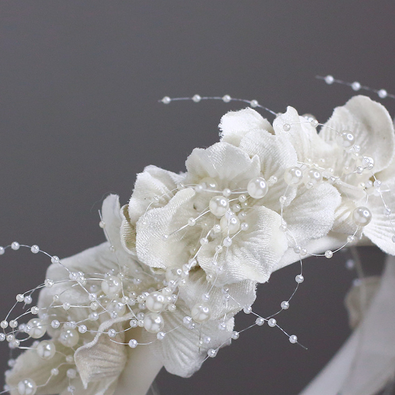 French White Flower Hairband women elegant flower tiara wedding bride hair wear hair Accessories