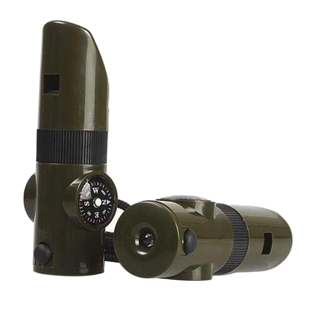7 in 1 Military Emergency Whistle Kit SOS Survival Compass LED Light Outdoor