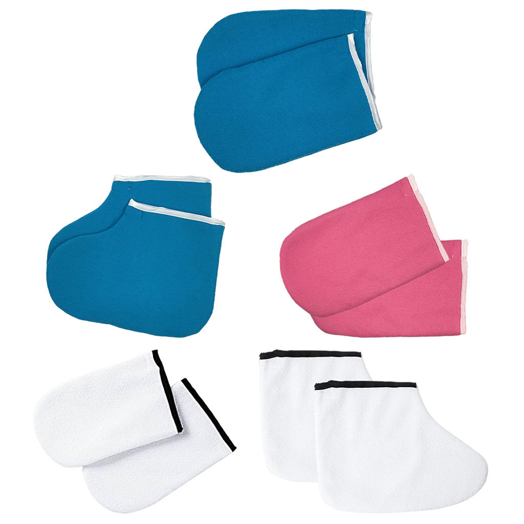 Paraffin Wax SPA Hand Foot Mitts Gloves Booties Terry Cloth , Made from Soft Cotton with Cotton Liner and Snap Closure