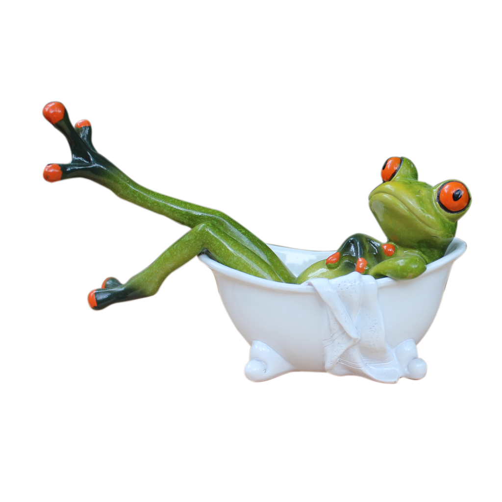3D Frog With Bathtub Decoration Animal Resin Crafts Figurines Cute Crafts Toy Desktop Ornament
