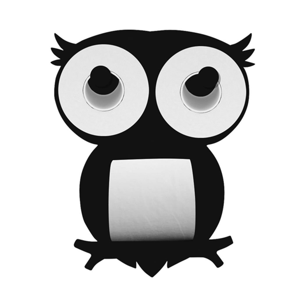 Novelty Black Owl Toilet Paper Holder Wall Mount Tissue Storage Shelf Decor