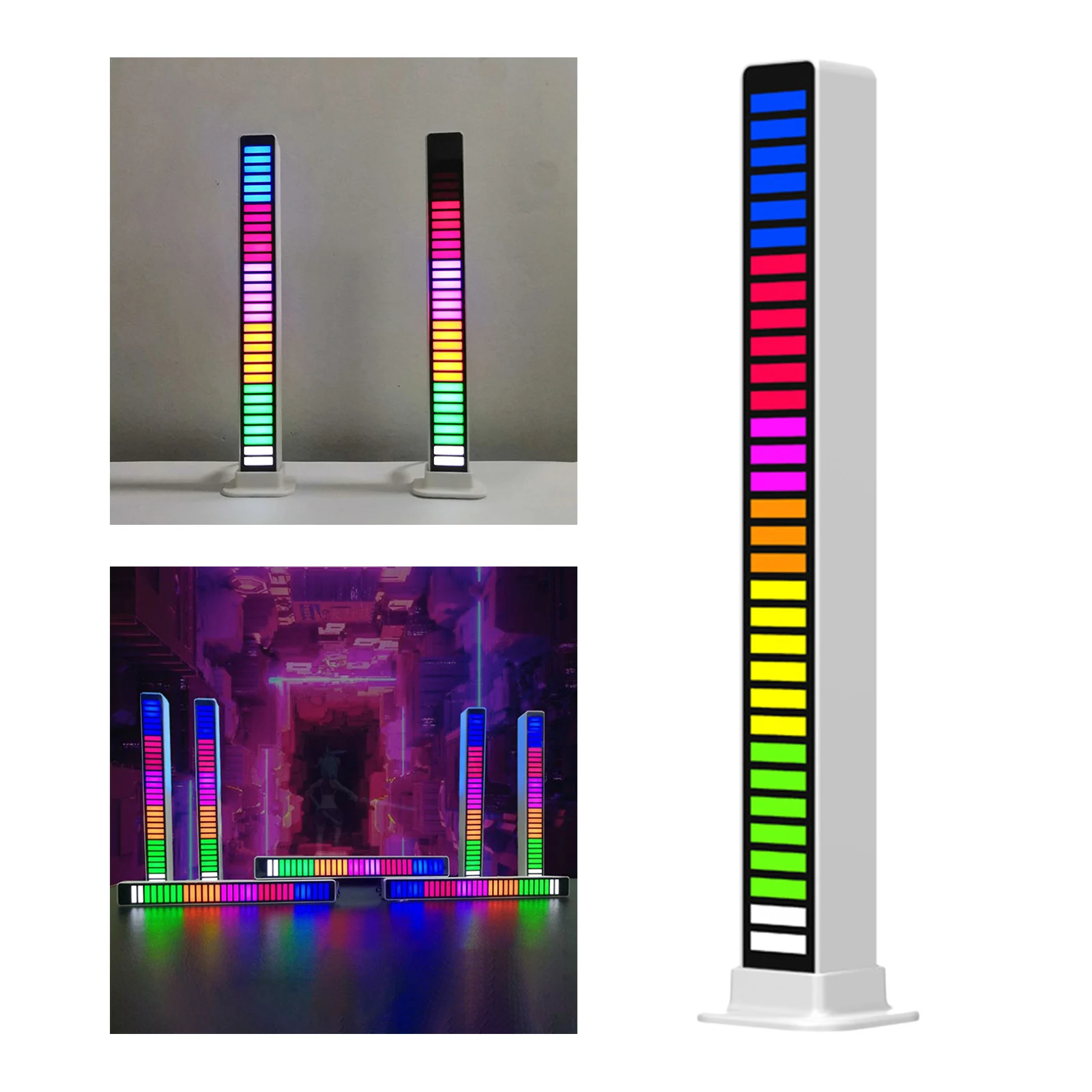 Creative RGB Music Sound Control LED Level Light Bar Novelty Rhythm Lamp Desktop Setup Backlight Car Vehicle Atmosphere Light