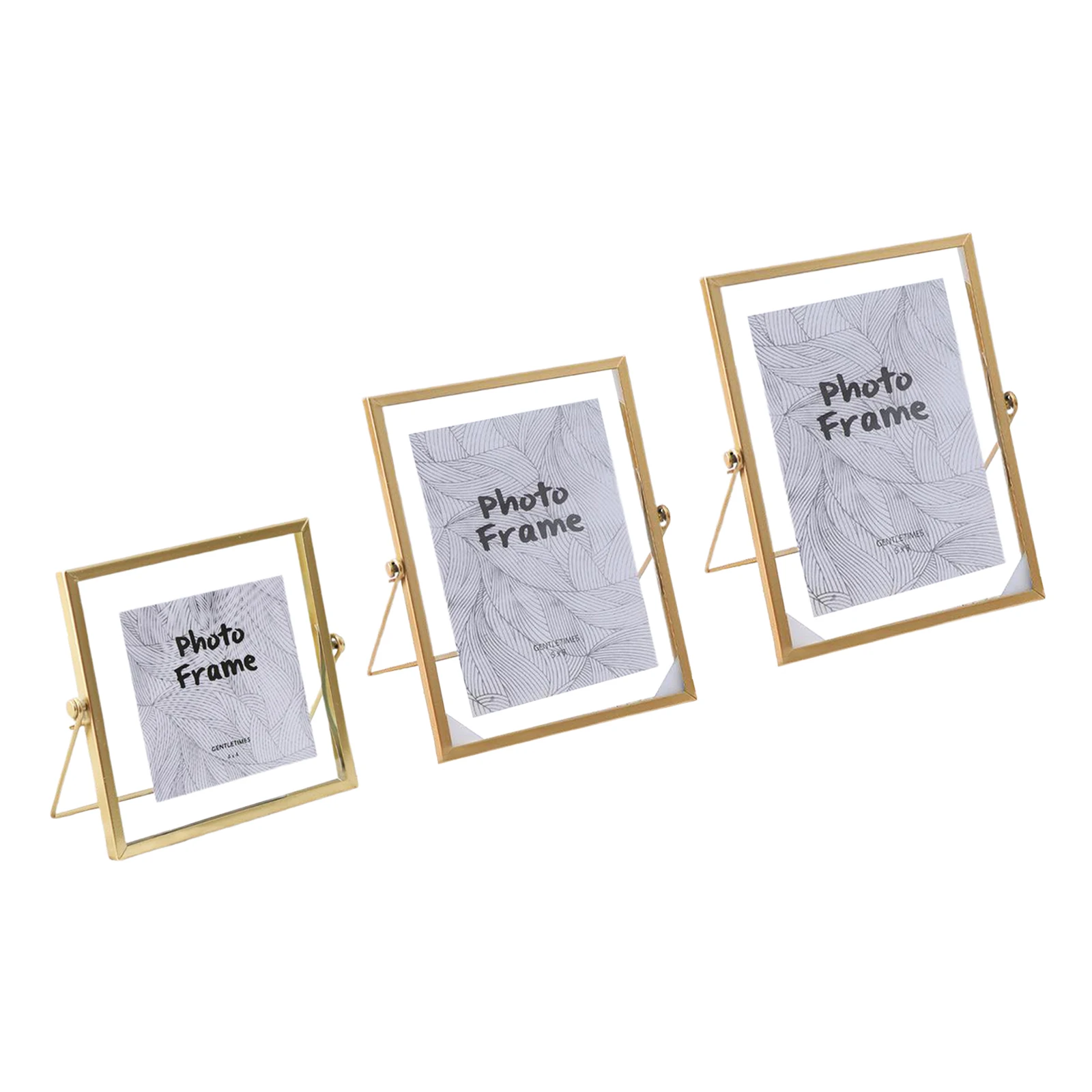 Modern Gold Edge Floating Glass Freestanding Photo Picture Frame for Home