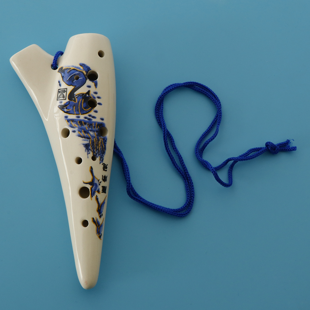 Mini Ceramic Ocarina 12 Hole C Key Hand Painting Ocarina Crafts Instrument Wind Instrument for Kids Beginner Gift