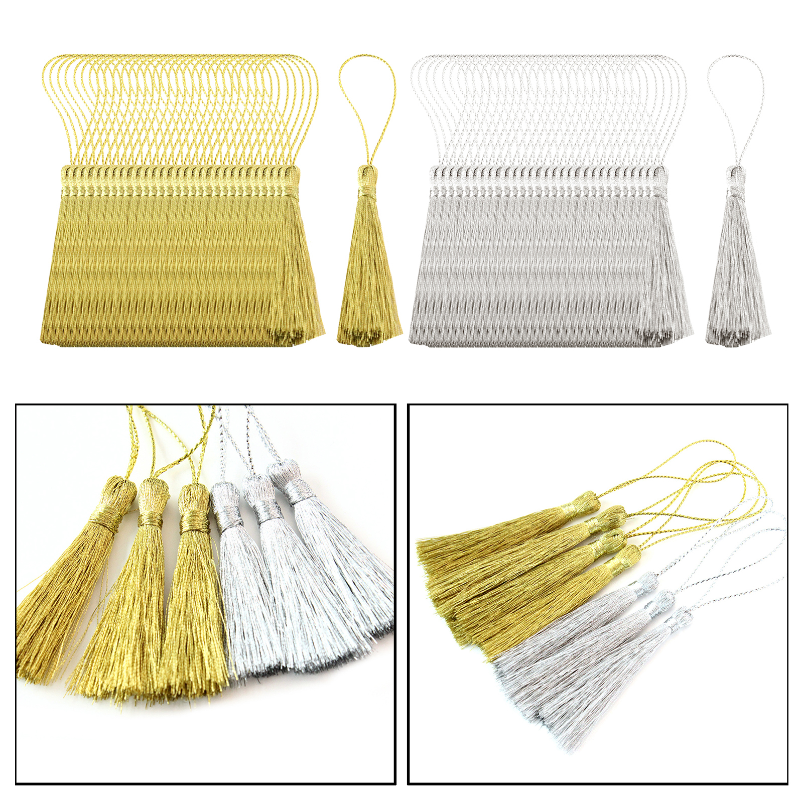 30pcs 10cm Silky Floss Bookmark Tassels Cord Loop Small Chinese Knot for Jewelry Making Souvenir Bookmarks DIY Craft Accessory