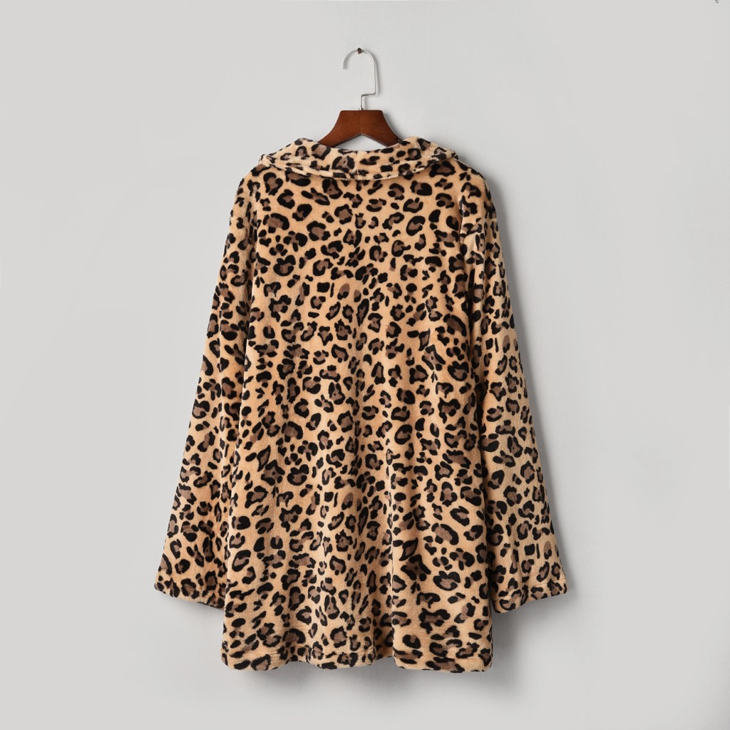 casaco feminino outono jaqueta nova moda leopardo falso pele bolso fuzzy quente inverno oversized outwear casacos longos outwear topos