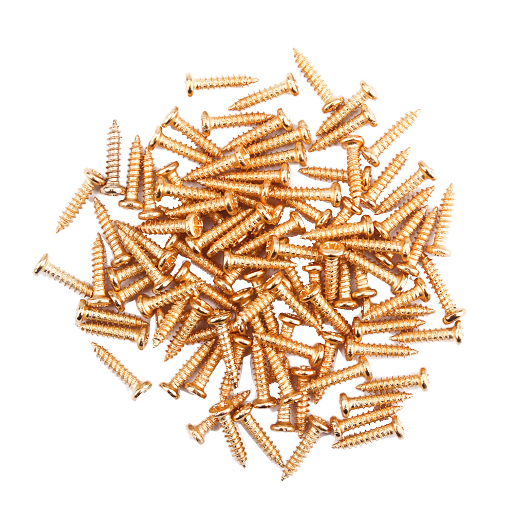 Tooyful 100 Pieces Iron Tuning Peg Tuner Mounting Screws for Guitar Bass Ukulele Mandolin Universal Parts 11 x 2.2mm