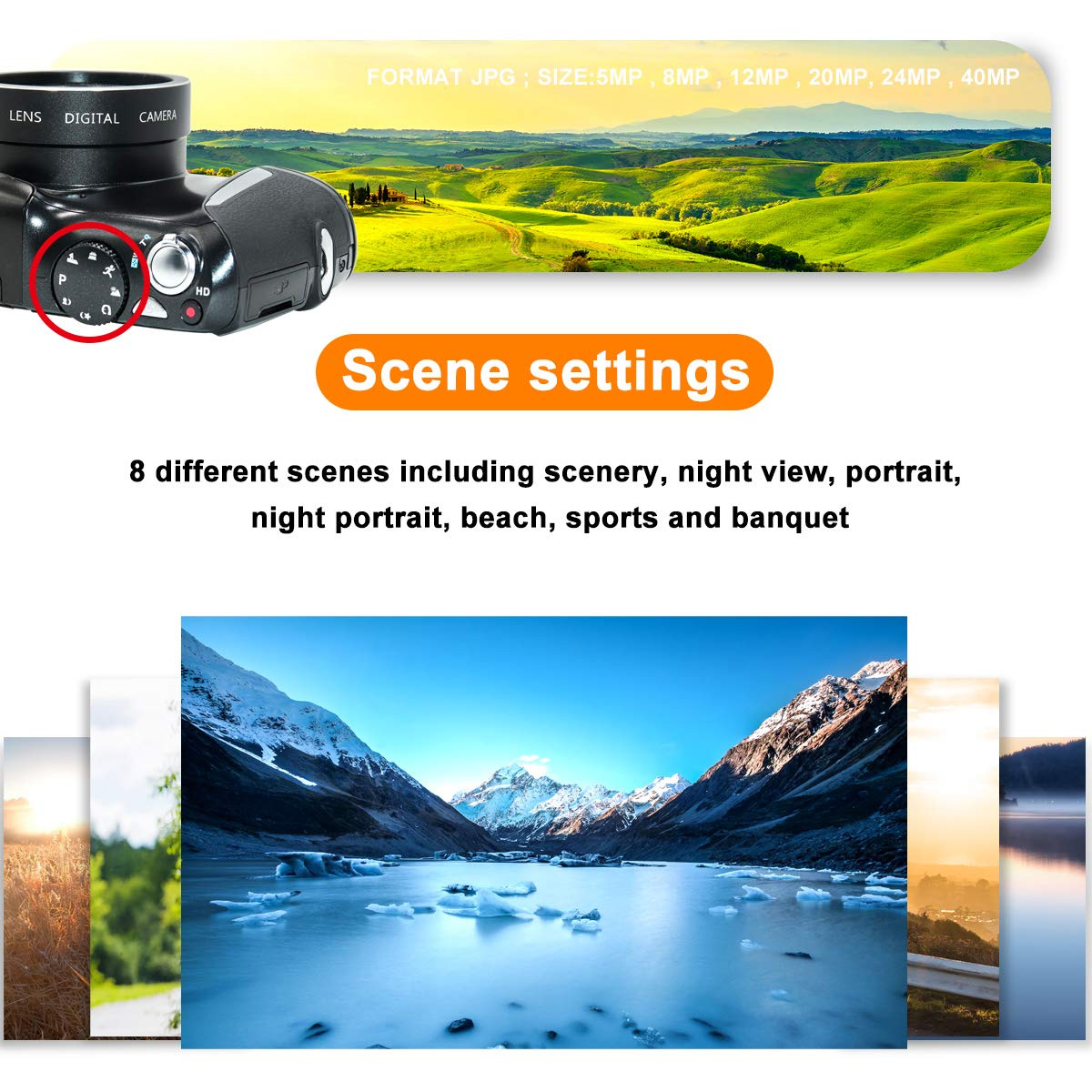 Digital Camera Compact Camera Video Blog Camera 2.7K 48MP Full HD 4x ...