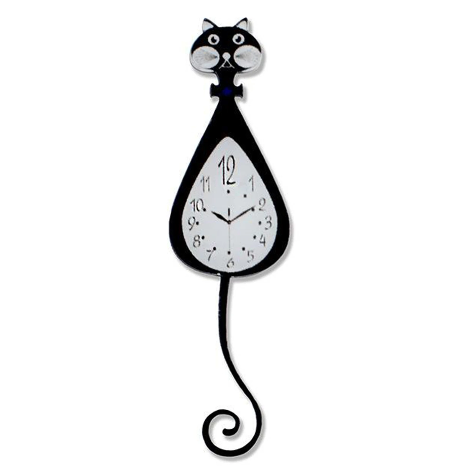 1pc 1:12 1:6 Scale Dollhouse Miniature Black Cat Clock Wall Clock Decor