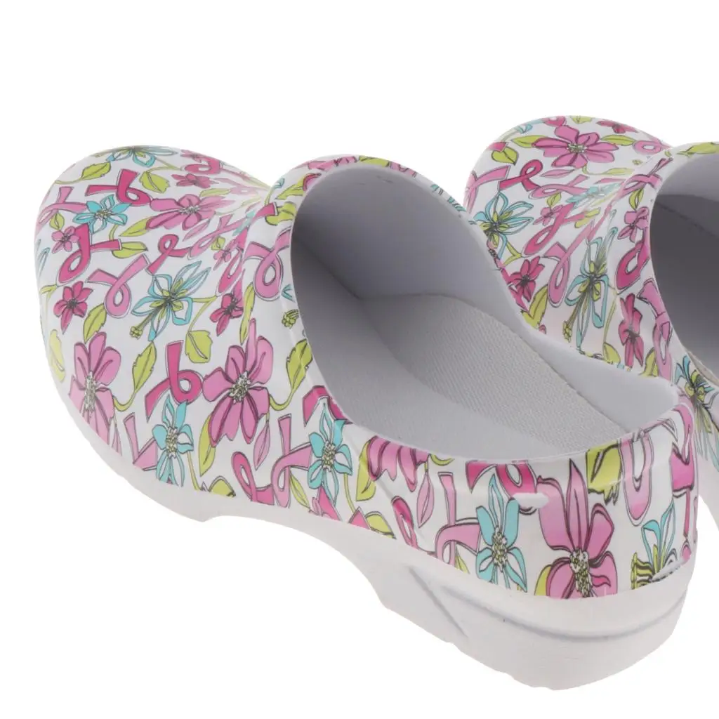 Women`s Printed Slip On Nursing Shoes Soft Insole Anti Slip Chef Shoes