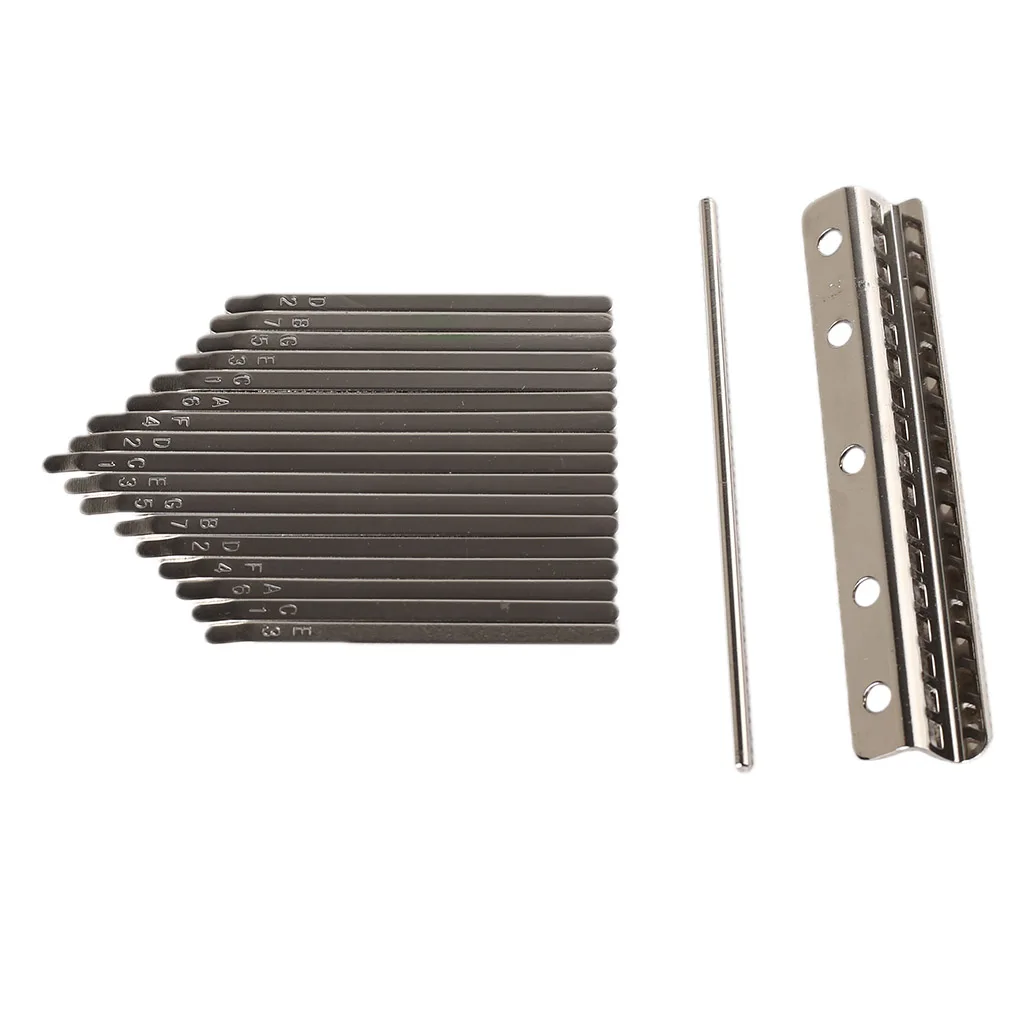 17 Key Kalimba Making Steel Keys & Bridge For Finger Thumb Piano Percussion Kalimba Replacement Keys