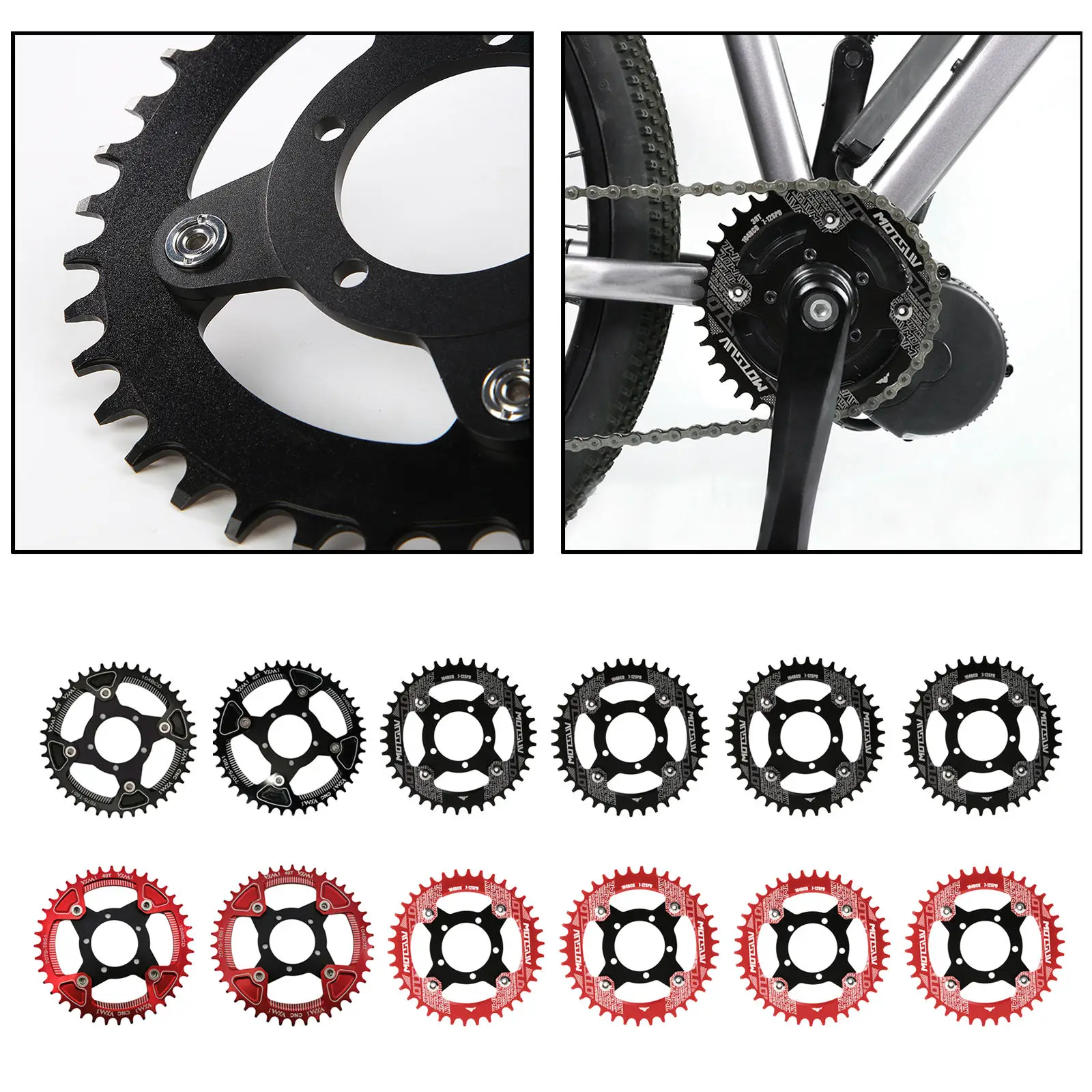 104BCD E-bike Chainring + Adapter For Bafang Mid Drive Motor Electric Bicycle Aluminium Alloy 32T 34T 36T 38T 40T 42T