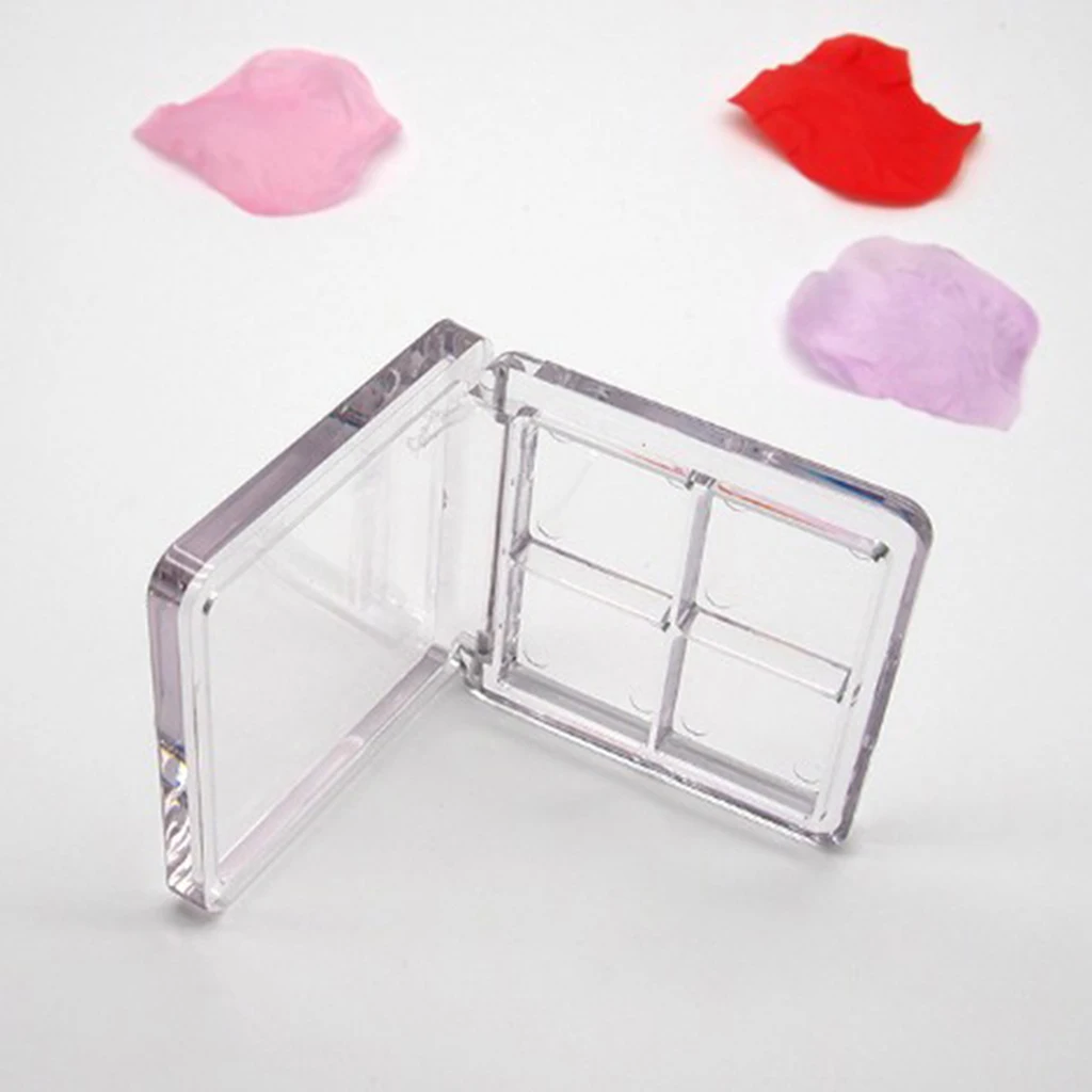 4 Slots Clear Portable Makeup DIY Eyeshadow Palette Case Travel Compact Blusher Lipstick Container Organizer Box