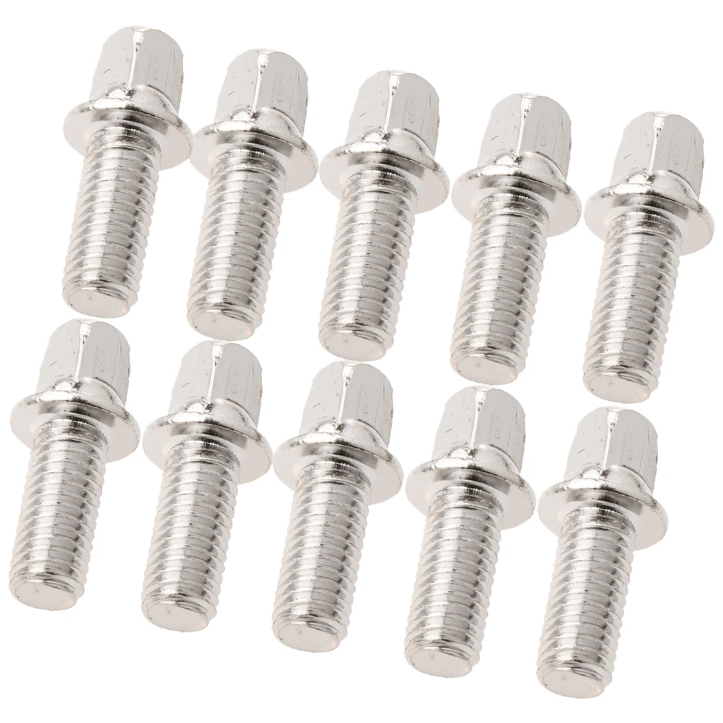 Tooyful Durable 10Pcs/Lot Metal Drum Set Pedal Beater Hammer Mounting Screws Silver for Drummers
