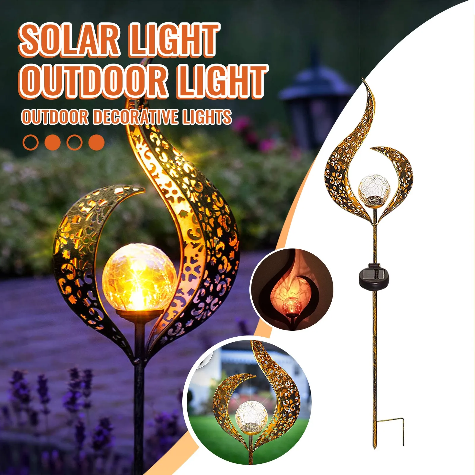 LED Solar Flame Light Sun Moon Waterproof Landscape Solar Decorative LightBDAU