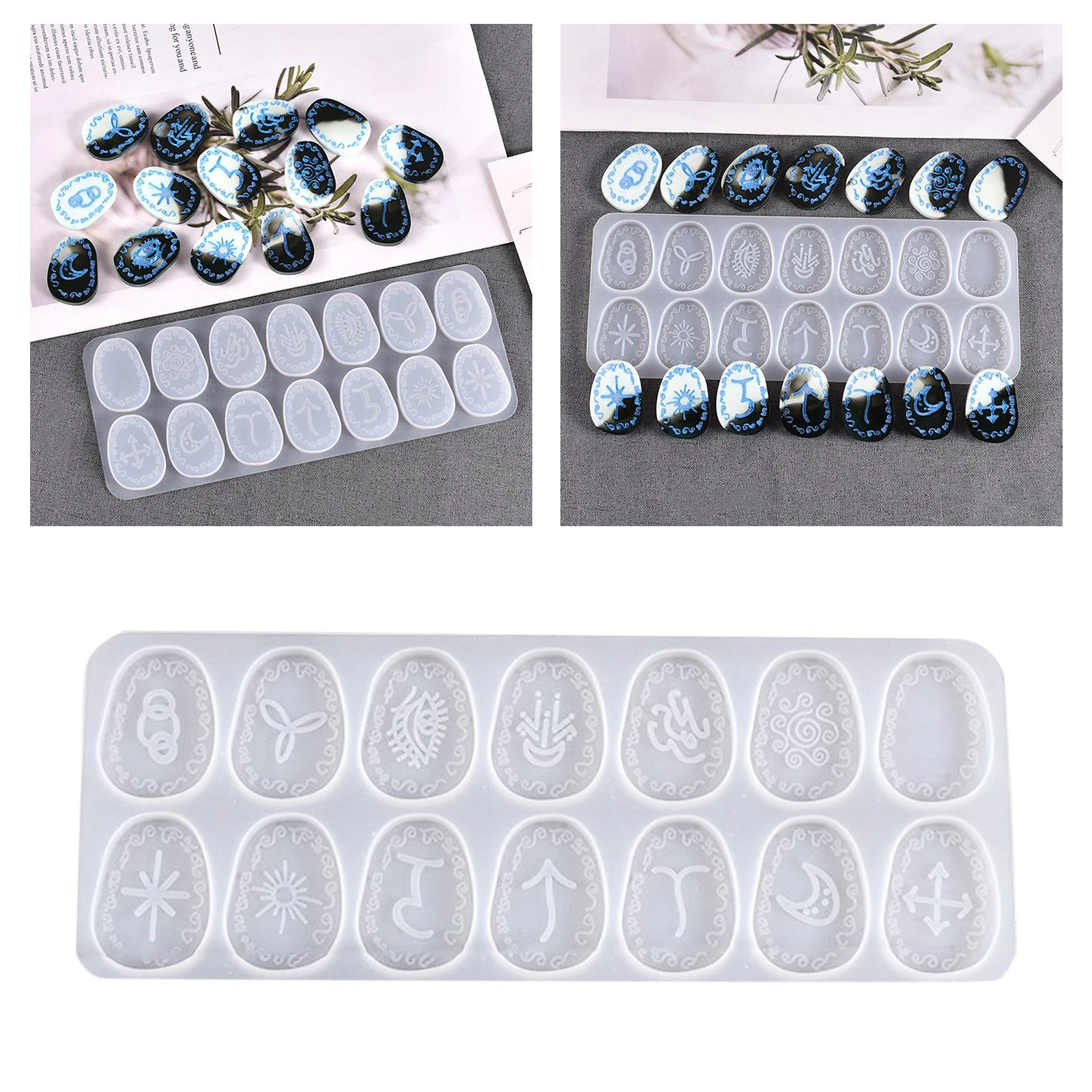 Rune Stones Resin Mold Runes Character UV Epoxy Silicone Mold Silicone Casting Molds for DIY Pendant Making Friend Gift Stacking