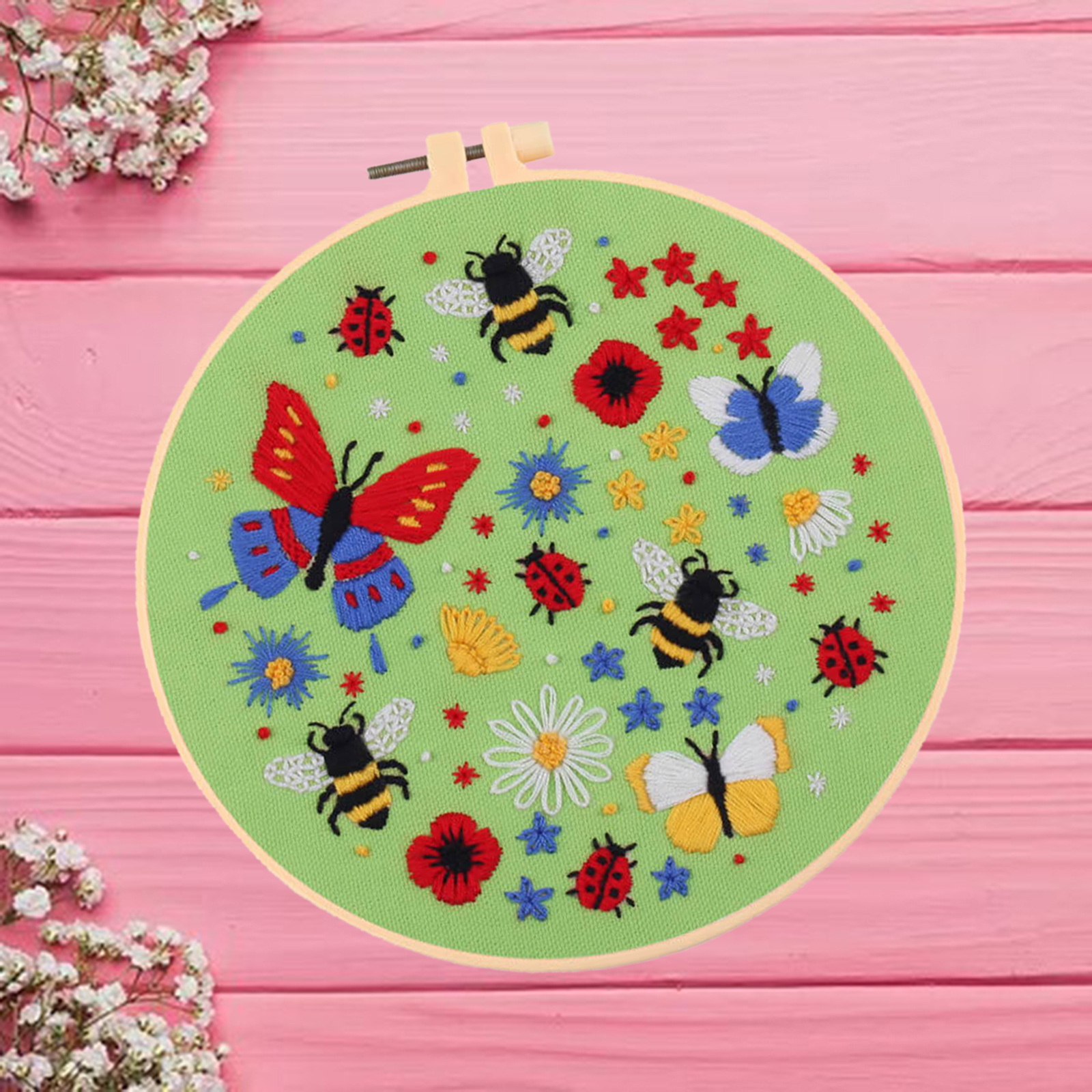 Stamped Embroidery Cross Stitch Kit Flower Patterned Cloth Sewing Wall Decor
