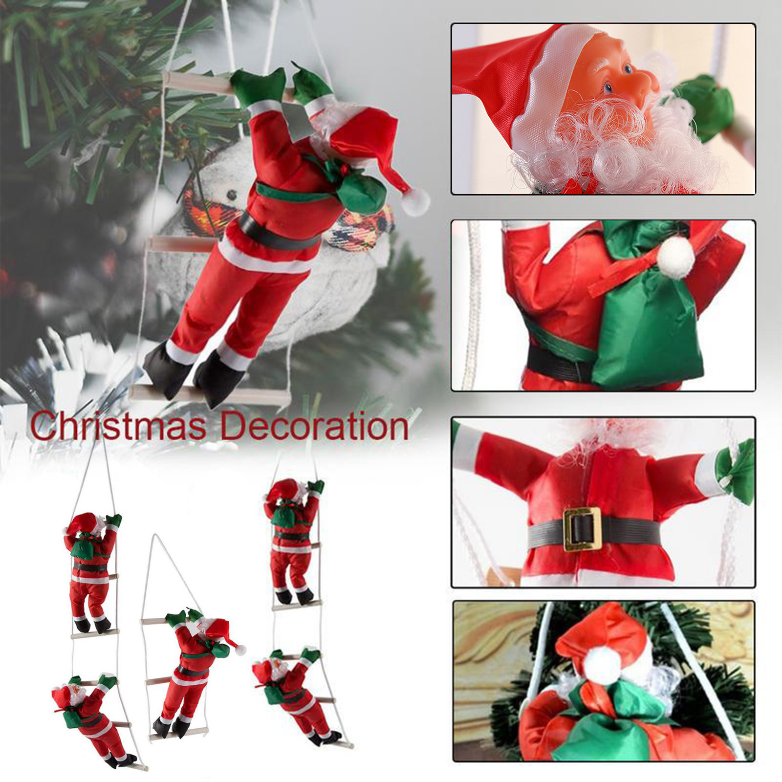 Santa Claus Climbing Rope Ladder Decoration Toy Christmas Pendant Doll Hanging Home Tree Indoor Outdoor Christmas Wall Ornament