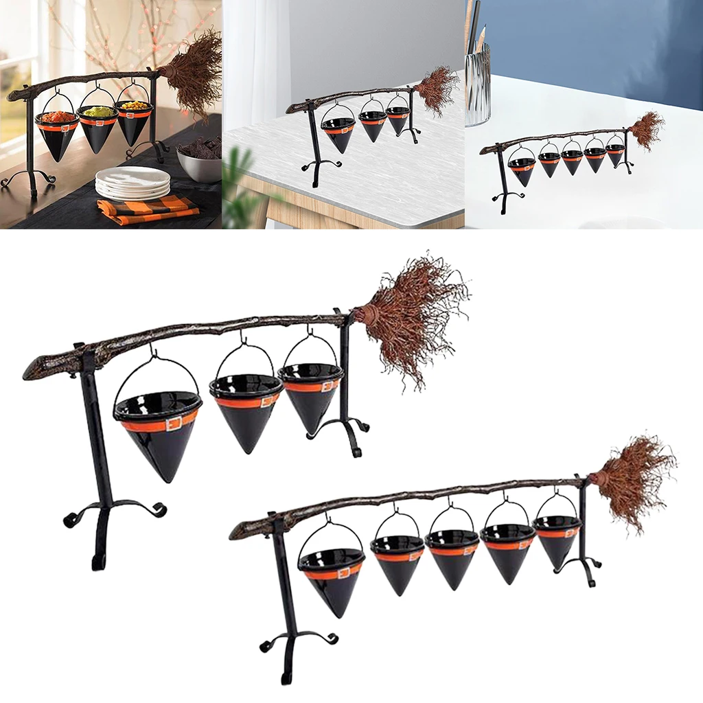 Cute Halloween Stand Decoration Device of Witch Hat Rack for Party Broomstick Snack Bowl Stand Vegetable Bowl Stand Decor