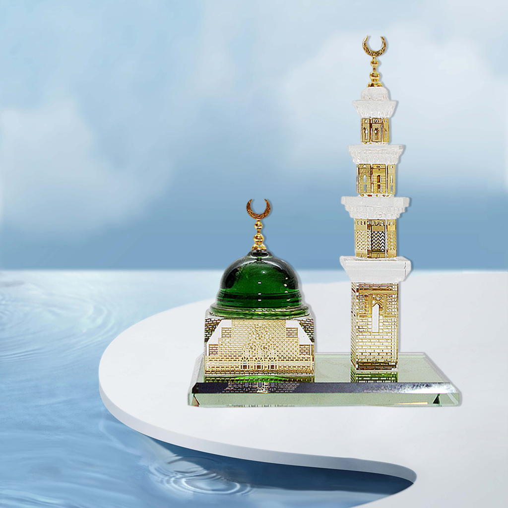 Crystal Figurines Home Decor Muslim Kaaba Dome Tower Statue Miniature Desktop Car Islamic Architecture Ornament