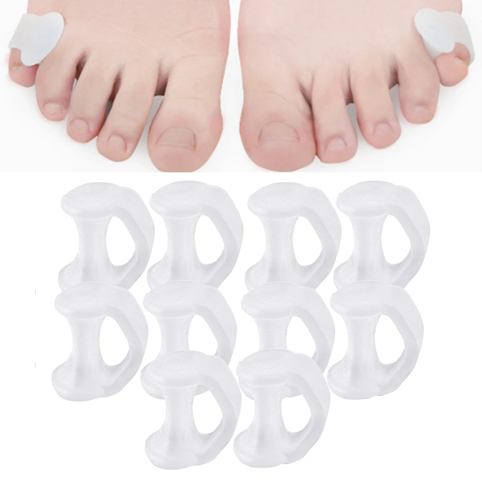 10 Packs Sleeves Pinky Toe Corrector Toe Separators for Overlapping Toes