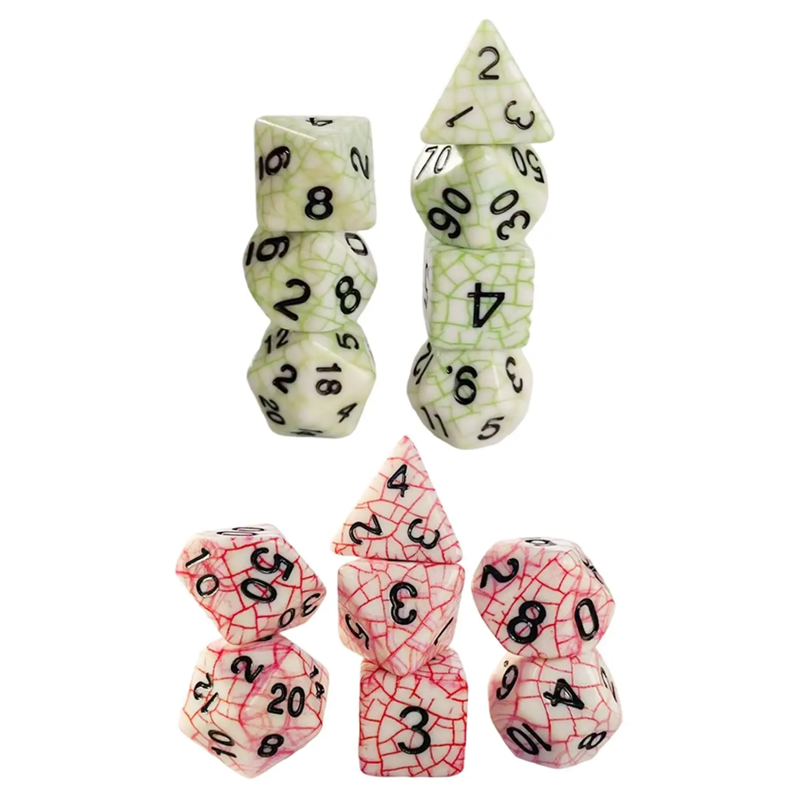 7x Acrylic Polyhedron Dice, D4-D20 Die D20 D12 D10 D10% D8 D6 D4, Multi Sided Dice Set, for Party Prop Entertainment DND RPG MTG
