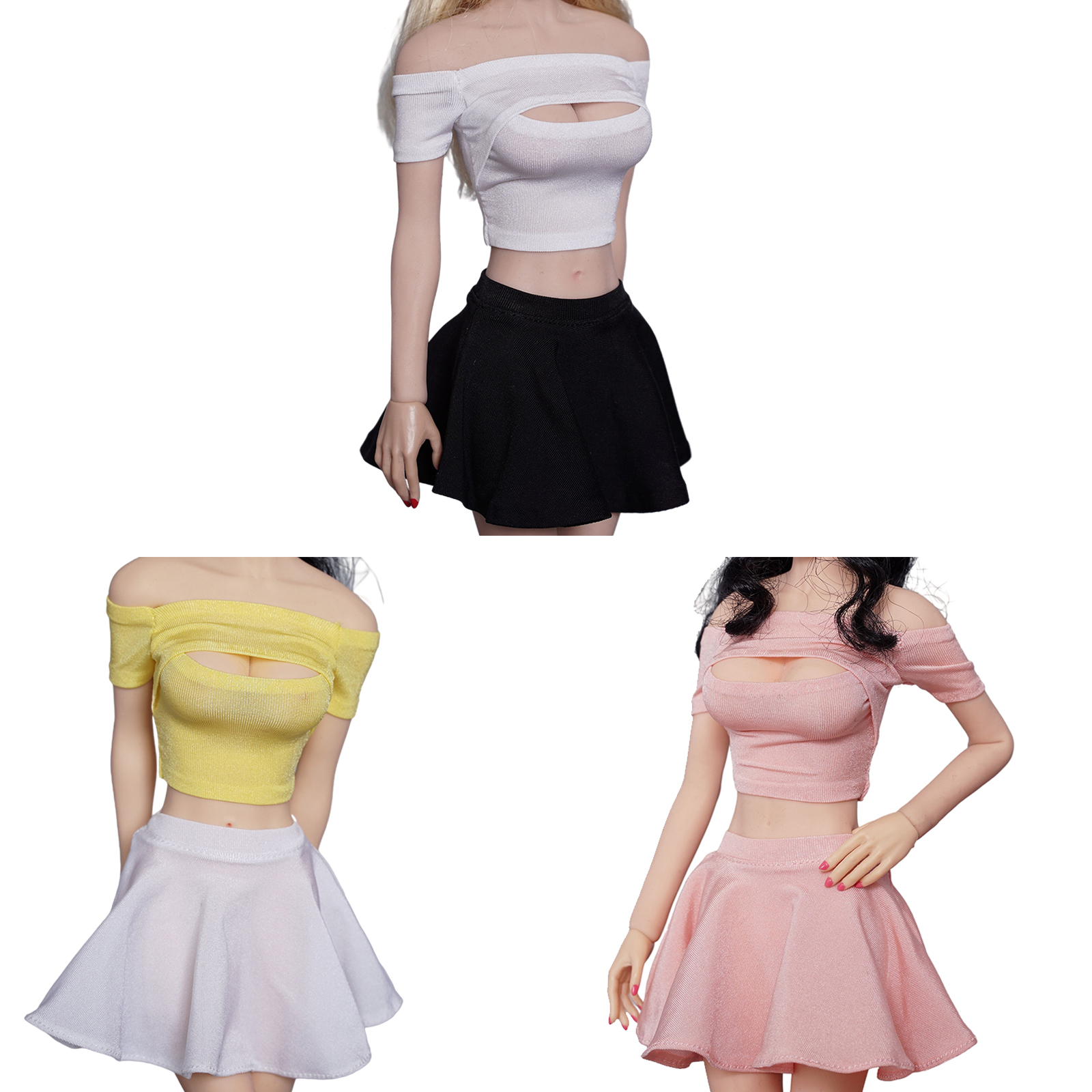 1/6 Scale Female Fashion Short Sleeves Shirts Tops & High Waist Pleated Skirt Outfits for 12'' Action Figures CY Girl Accessory