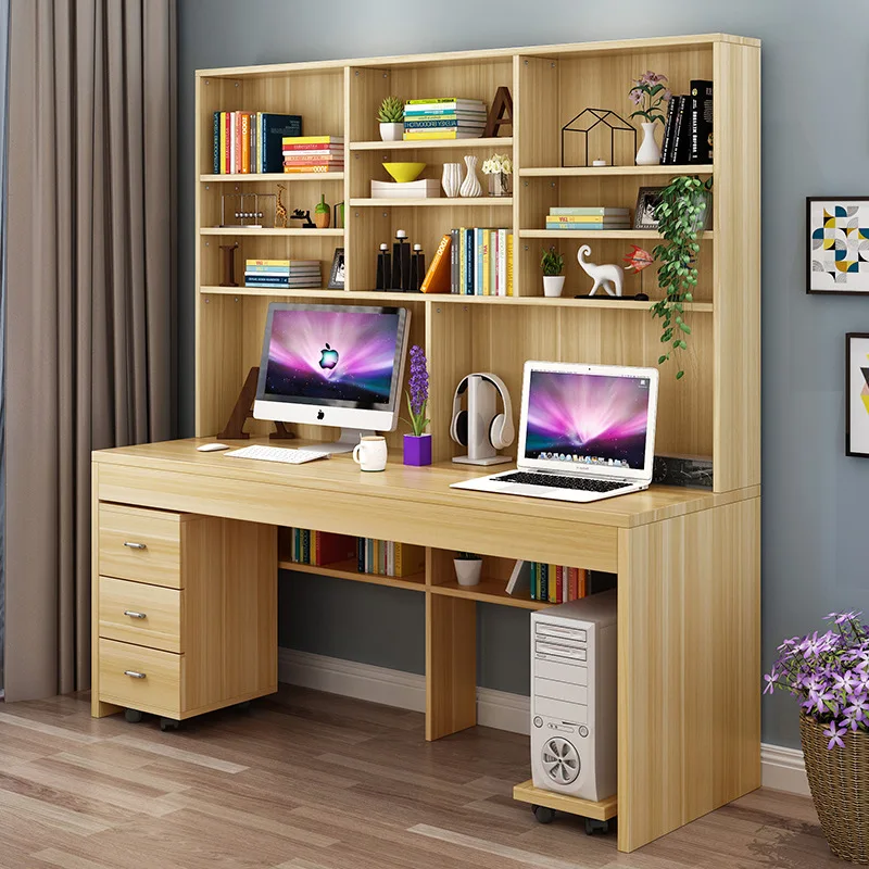 1.2M Desk Bookcase Combination Home Office Computer Desk Bookcase Desk One Simple Bedroom Student Study Writing Desk