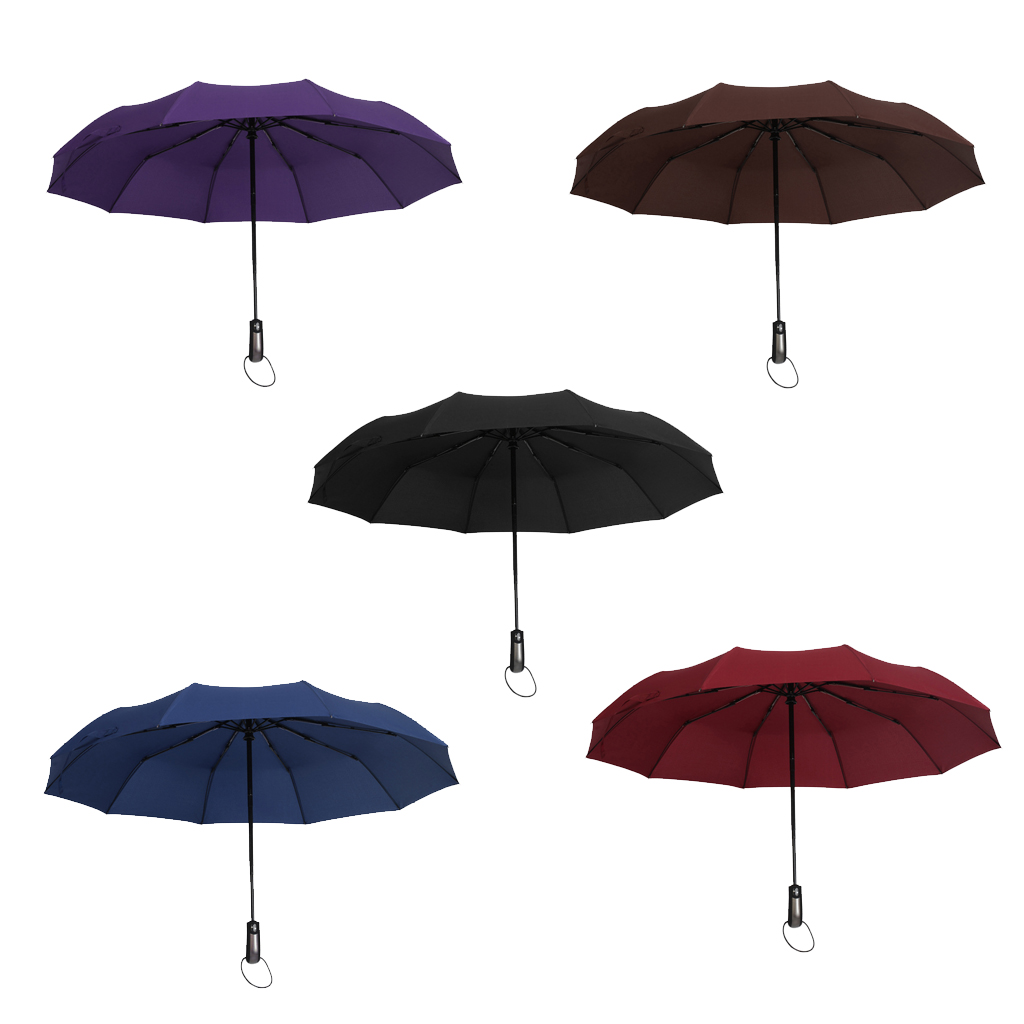 Automatic Umbrella Folding Umbrellas Sun Umbrella 10 Ribs Large Waterproof Umbrella for Business Men - Wine Red