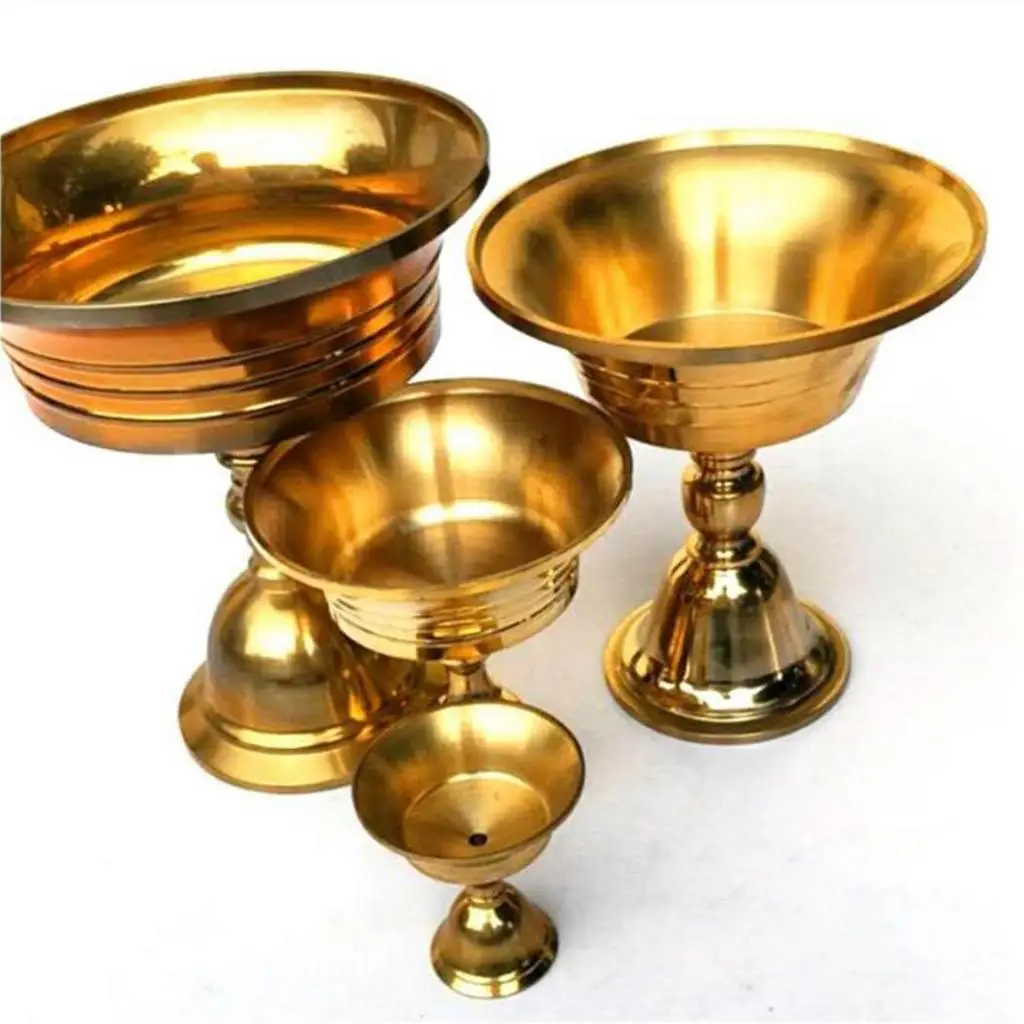 Retro Brass Candle Holder Buddhist Supplies Tibetan Ghee Lamp Home Decoration 