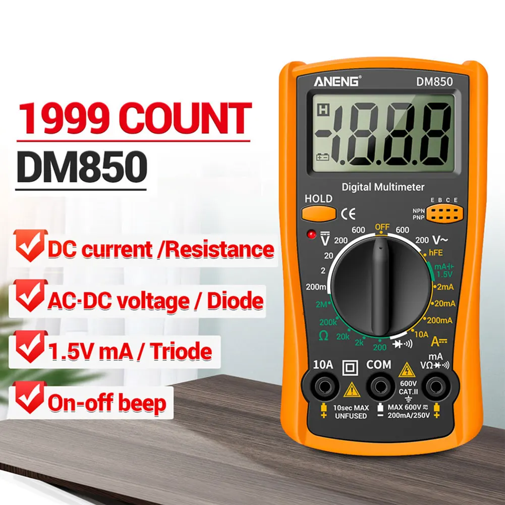Professional Detector Data Hold Home Diode Tester Portable 1999 Counts Current Ohmmeter AC DC Voltage Digital Multimeter Pocket left handed tape measure