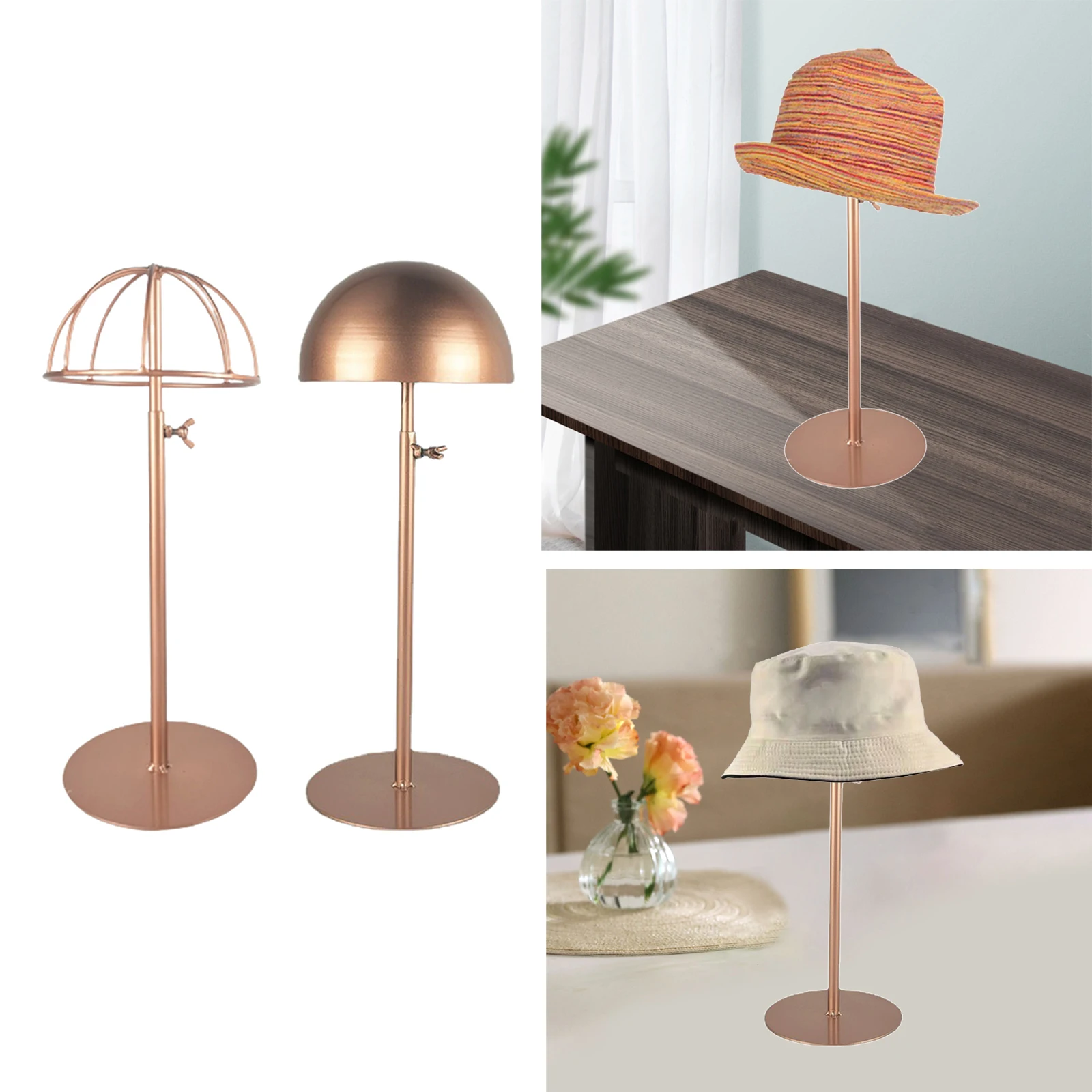 Durable Adjustable Height Free Standing Hat Jewelry Holder Wig Drying Fedora Beret Display Stand Rack