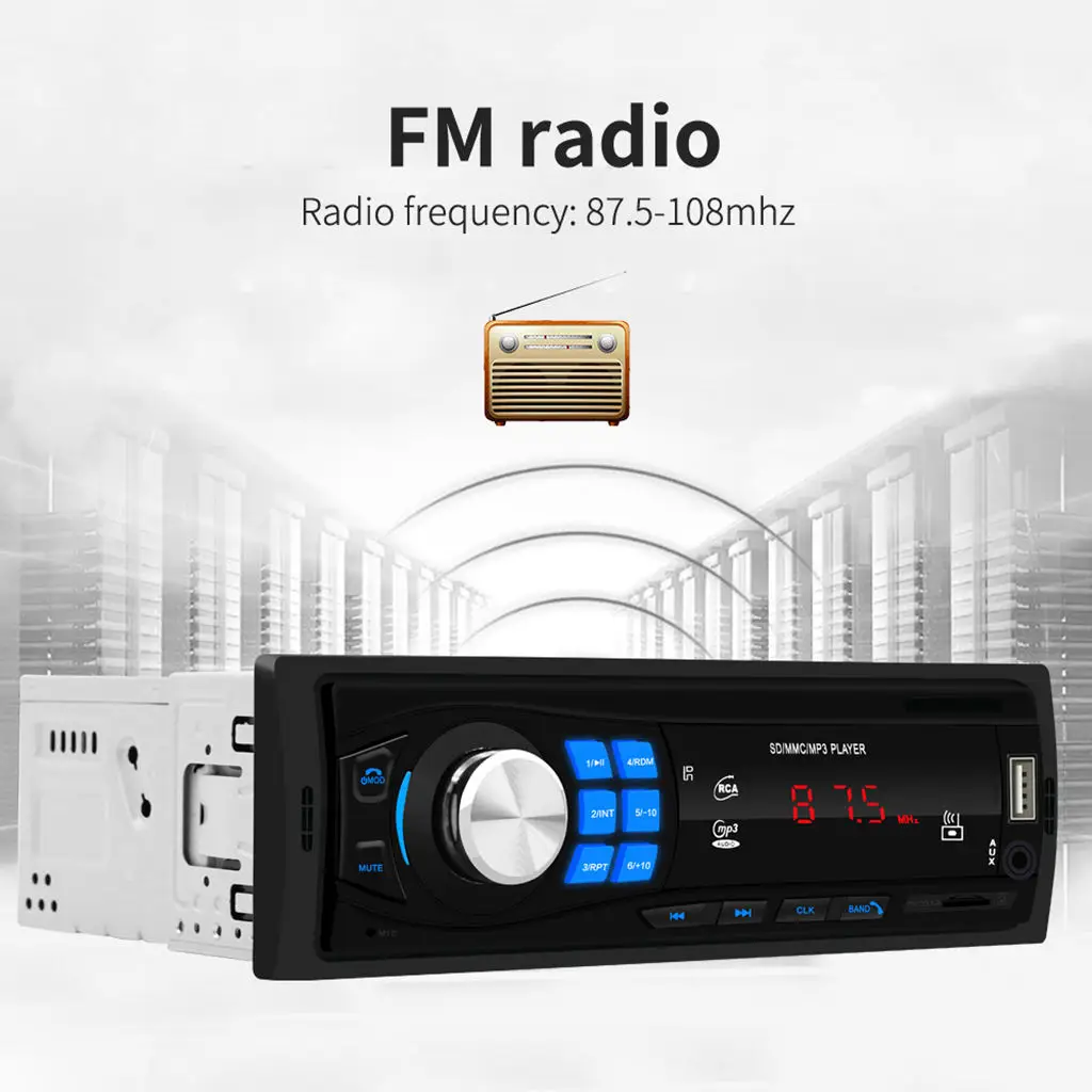 12V 1DIN Bluetooth Car Stereo MP3 Radio Player In- USB FM Aux  Receiver