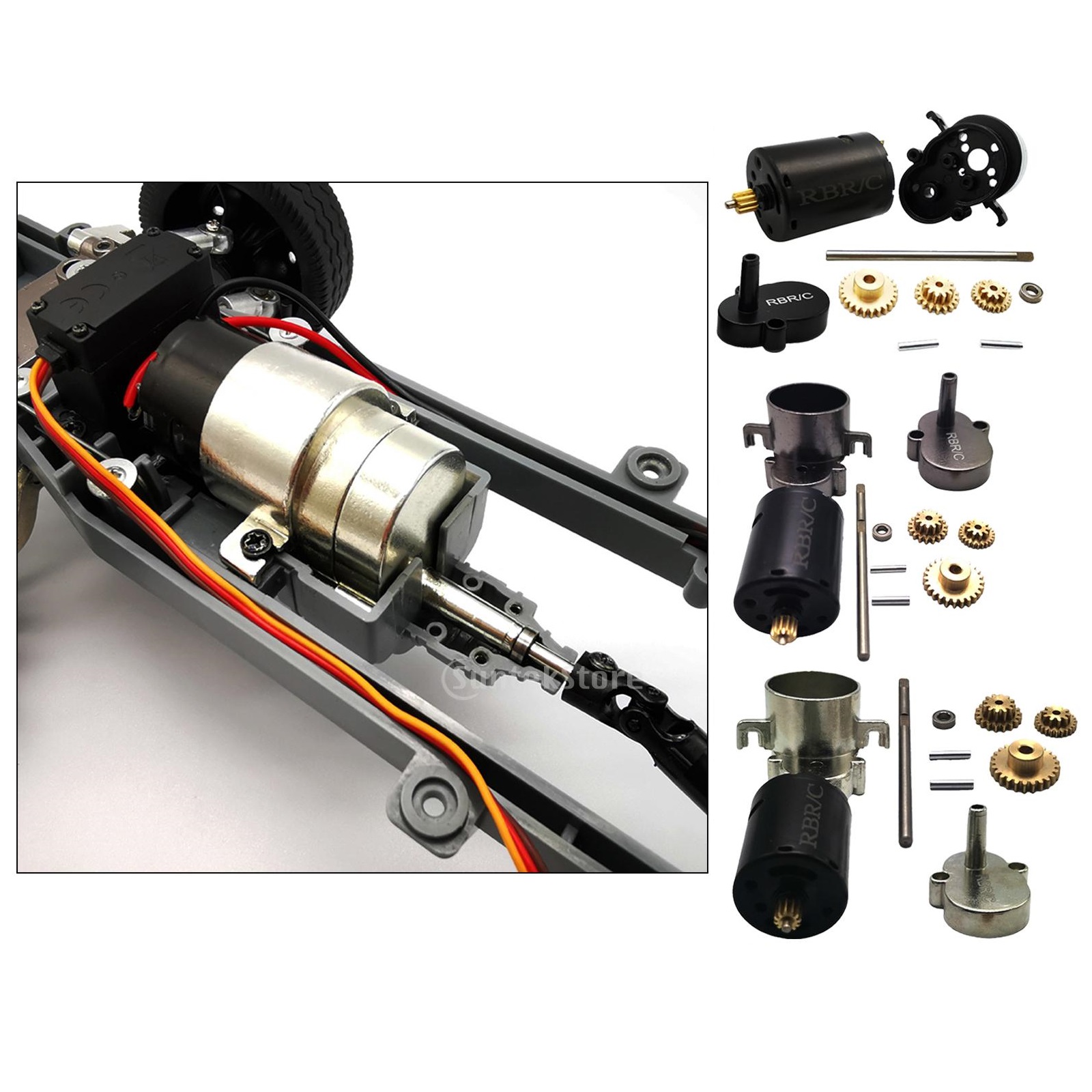 1:10 Alloy  Shell w/ 370 Brushed Motor Gear Upgrade Parts for WPL D12 RC  Buggy Trucks DIY Accessory