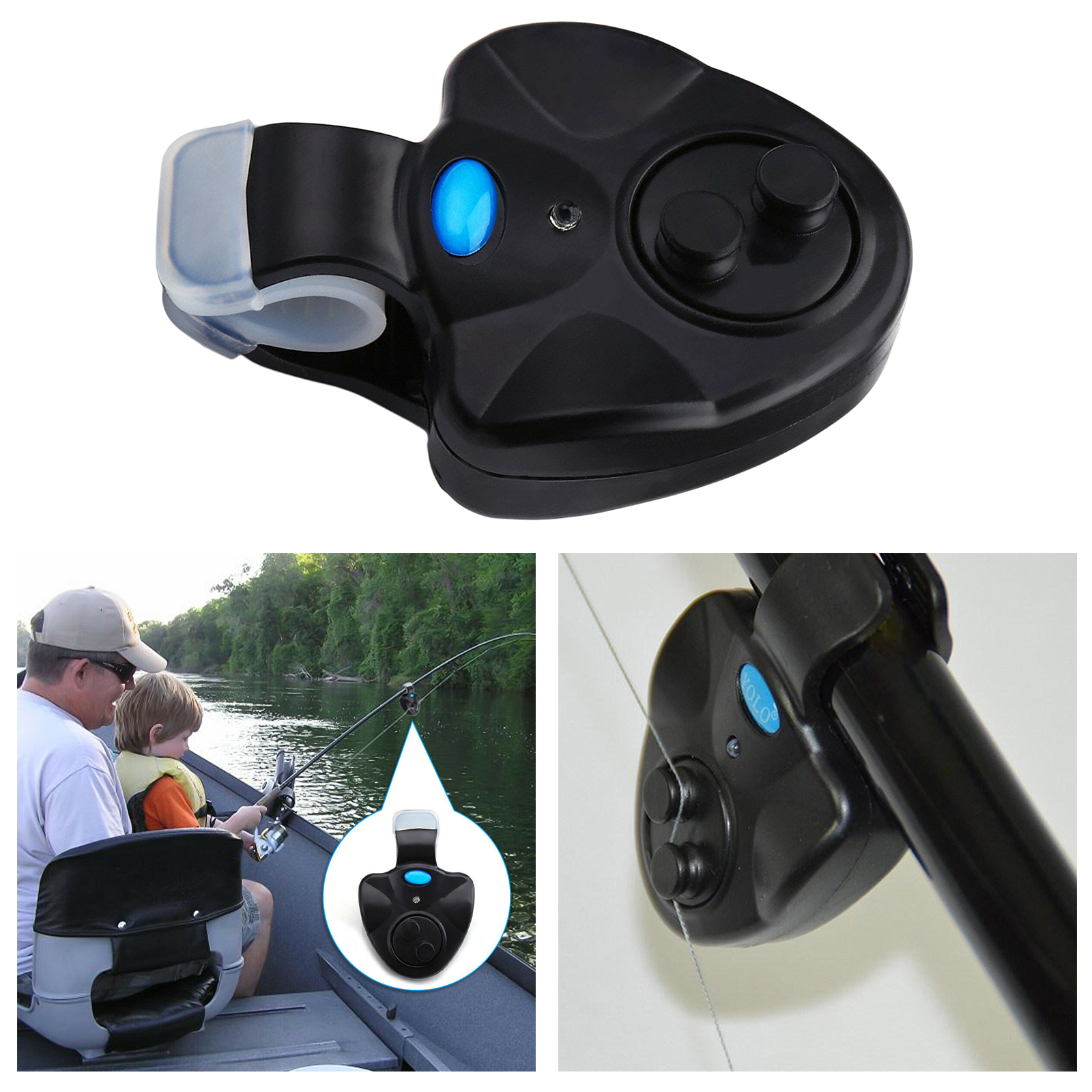 Sensitive Fishing Bite Bell Alarm LED Light Clip-On Fishing Bite Indicator Ring