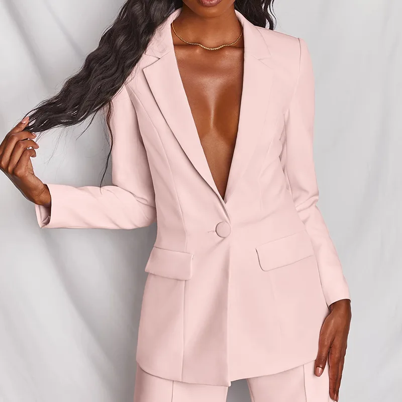 Women Blazer Suit Sexy Elegant Woman Jacket And Trousers Female Blazer Pink Yellow Chic Women Outfit Office Ladies Two-Pieces green pant suit