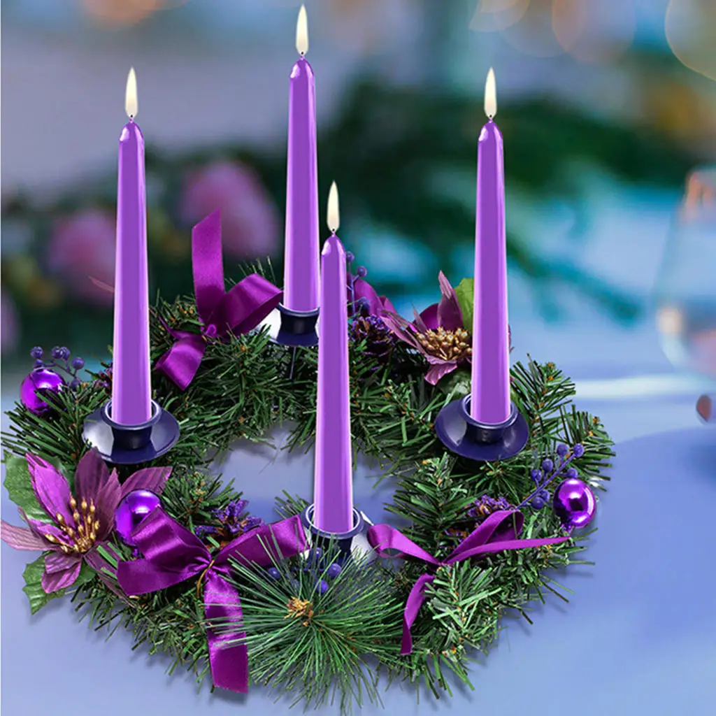 Decorative Artificial Advent Wreath Candle Holder for Christmas Tabletop Table Centerpiece Taper Candles Party