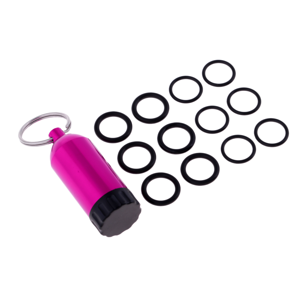Functional Mini Aluminum Scuba Snorkeling Diving Tanks with 12 O Rings Brass Pick Dive Key Ring for Underwater Emergency Access