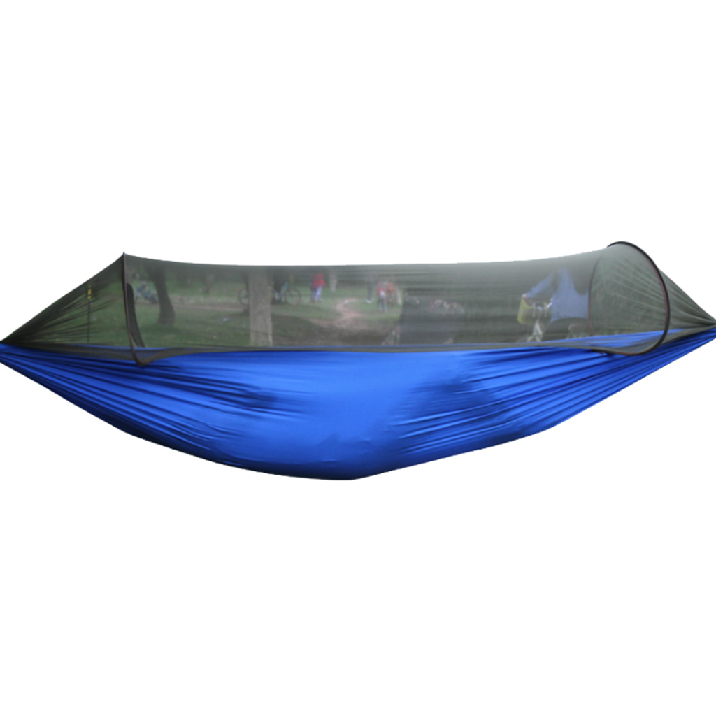 Outdoor Portable Single Camping Hammock with Removable Mosquito Bug Net and Tree Straps 98x47 Inches Max 200kg