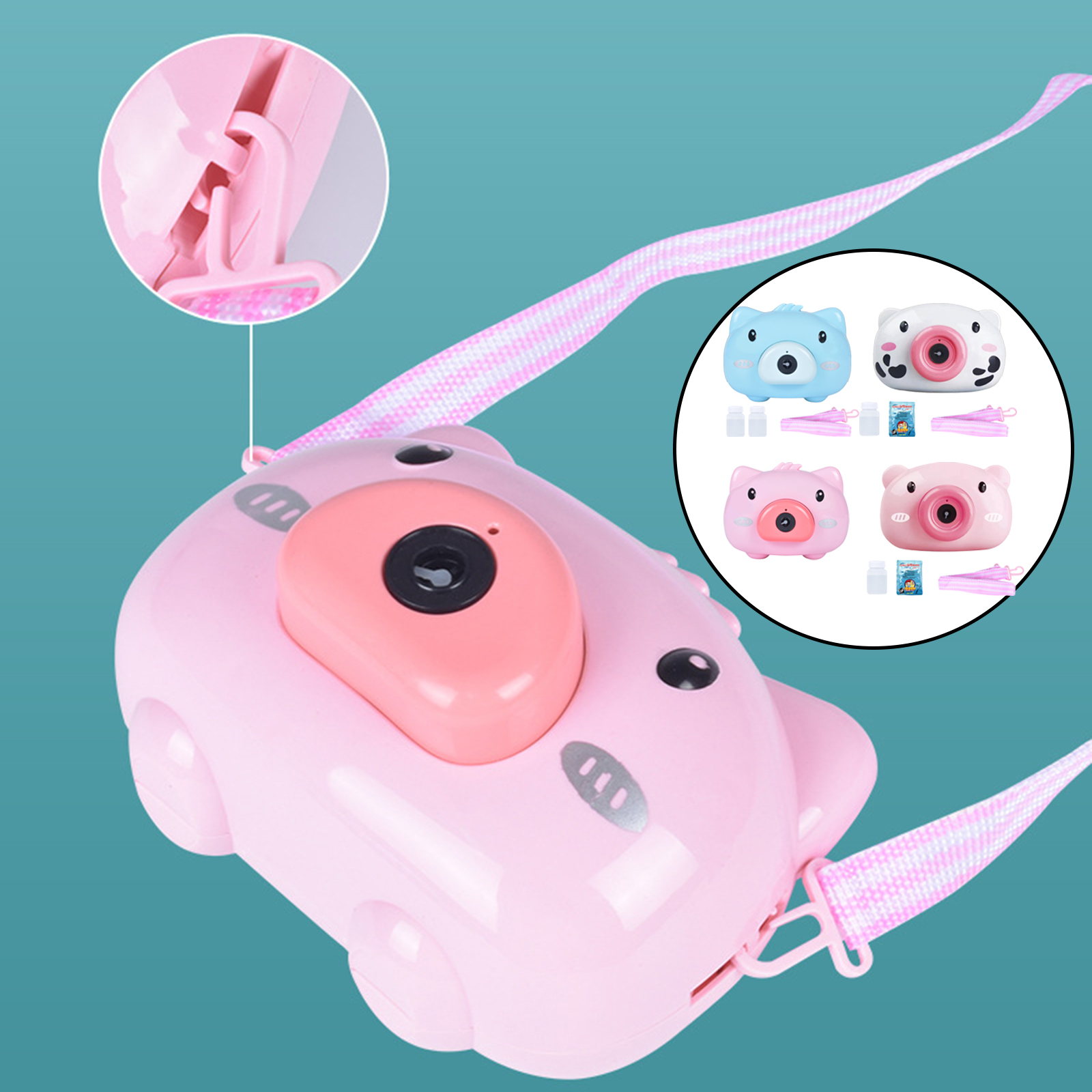 Automatic Cartoon Pig Animal Soap Children Bubble Maker Camera Bath Wrap Machine Toys With Music Light Bubble Gifts For Kids