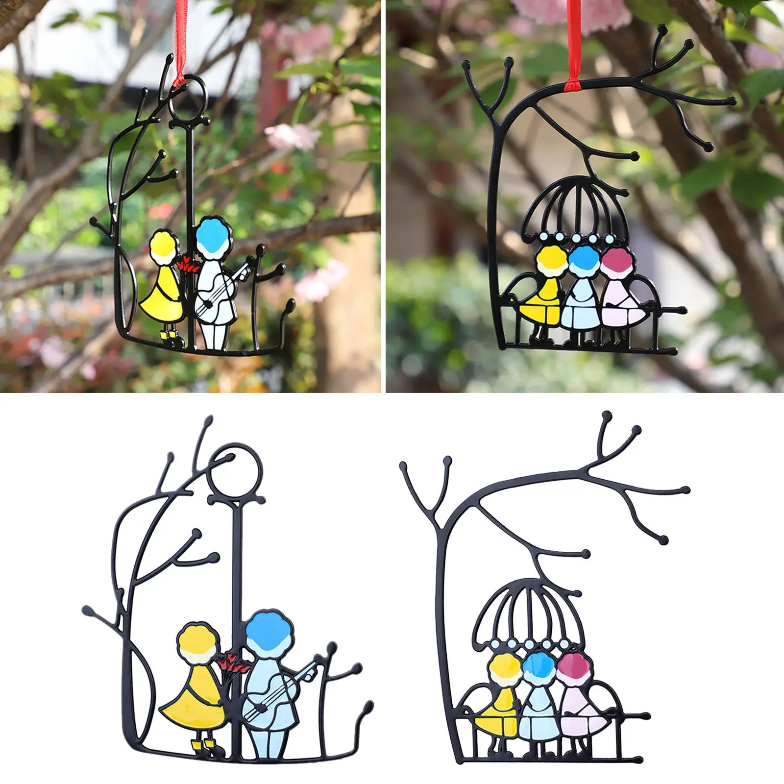 Colorful Cute Stained Glass  Outdoor Garden Decor Pendant Ornament for Garden Outdoor Home Kids Room Window