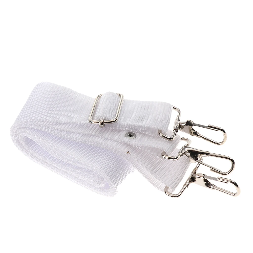 White Marching Band Bass Drum Shoulder Strap with Metal Clips for Drum Set Parts Accessories
