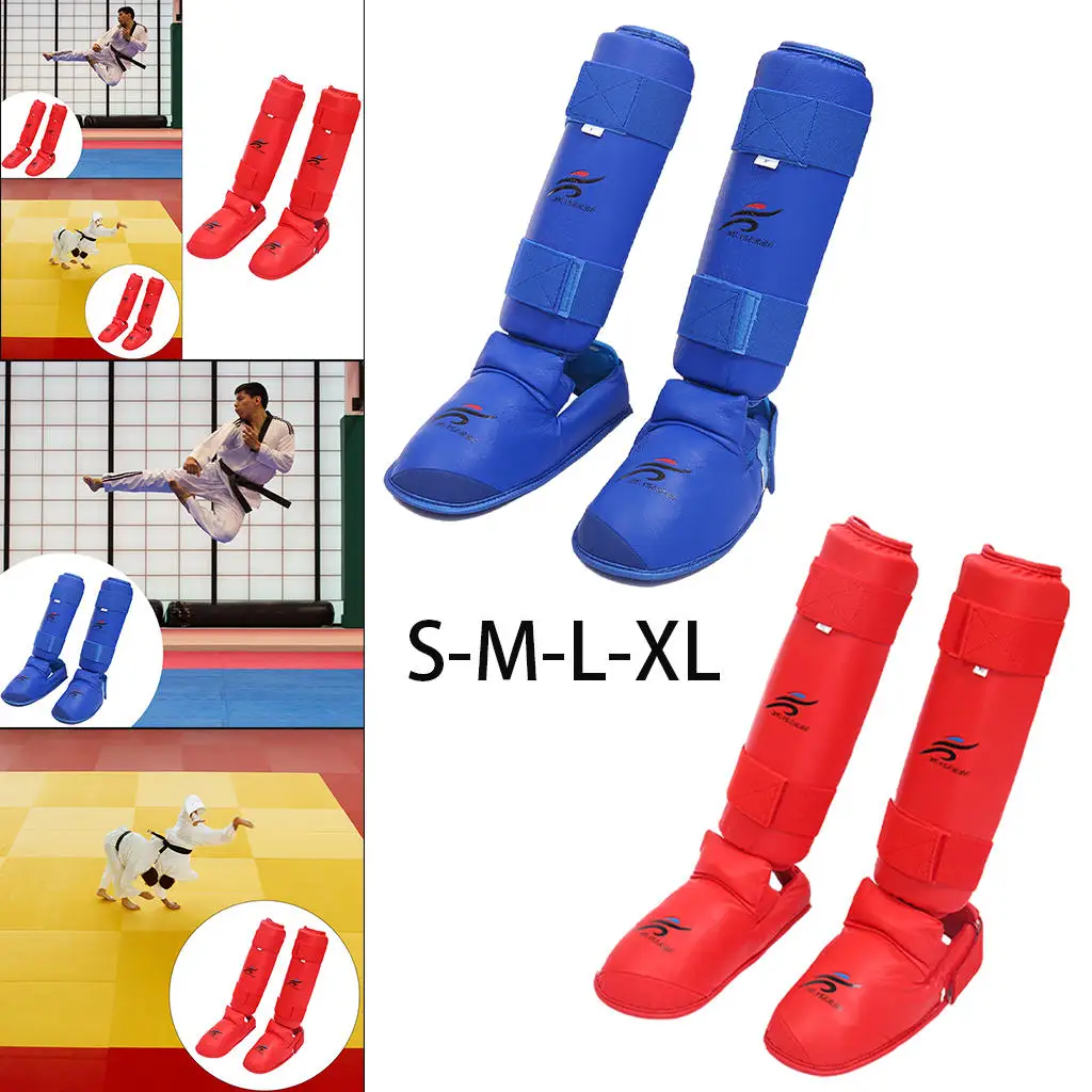 Shin Guards Leg Instep Protection Taekwondo Kung Fu Muay Thai Foot Ankle Protective Gear Karate for Sparring Training Equipment