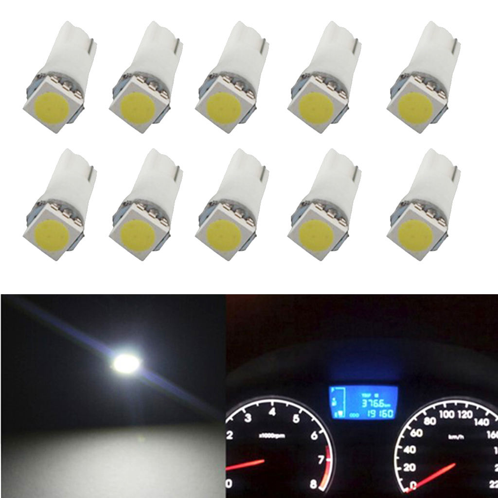 10pcs T5 5050 LED Car Interior /Meter/Reading Door Step Map Light Lamps