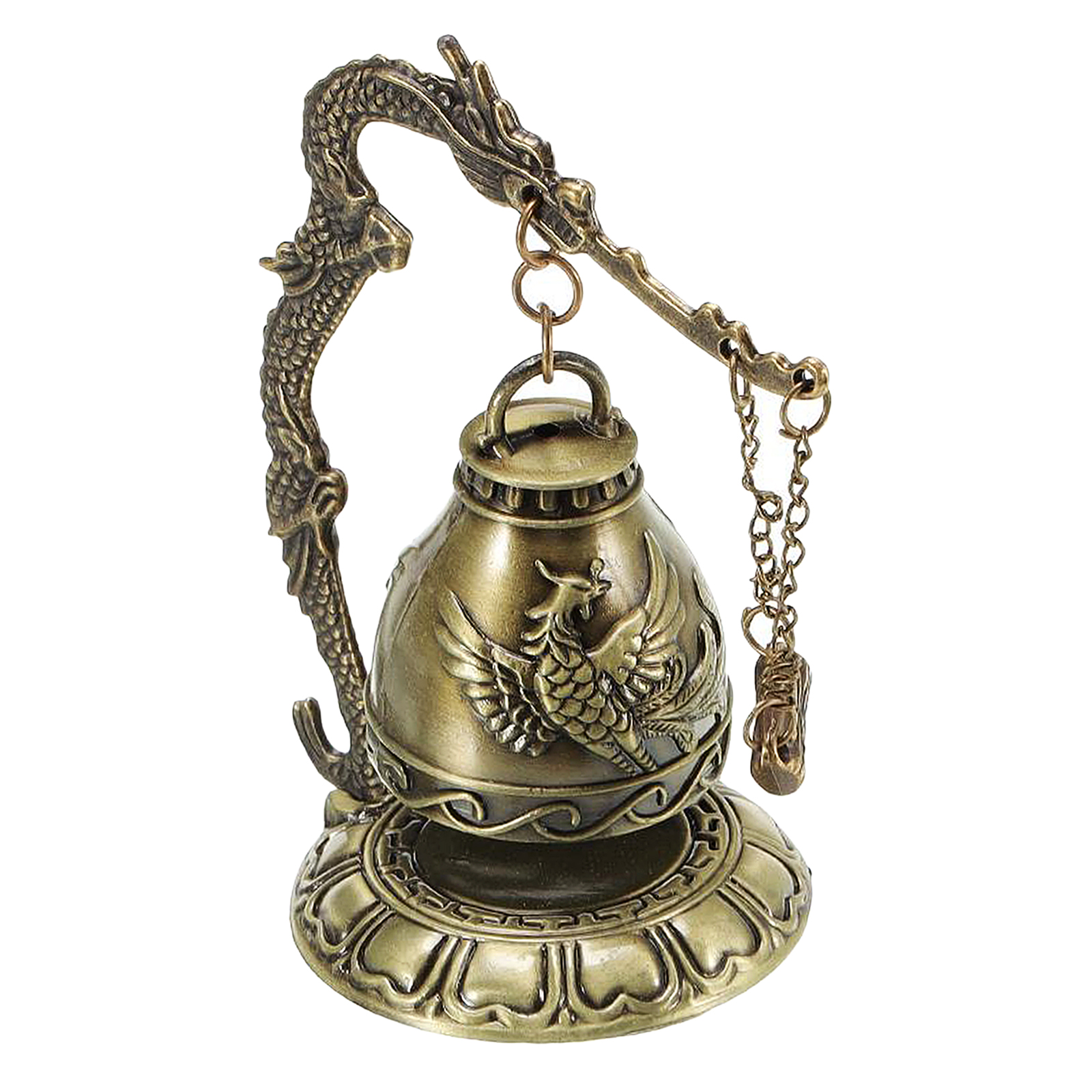 Desktop Chinese Buddhist Vintage Dragon Fengshui Bell Toy Tibetan for Ornaments Desk Decor Blessing Decoration Gift
