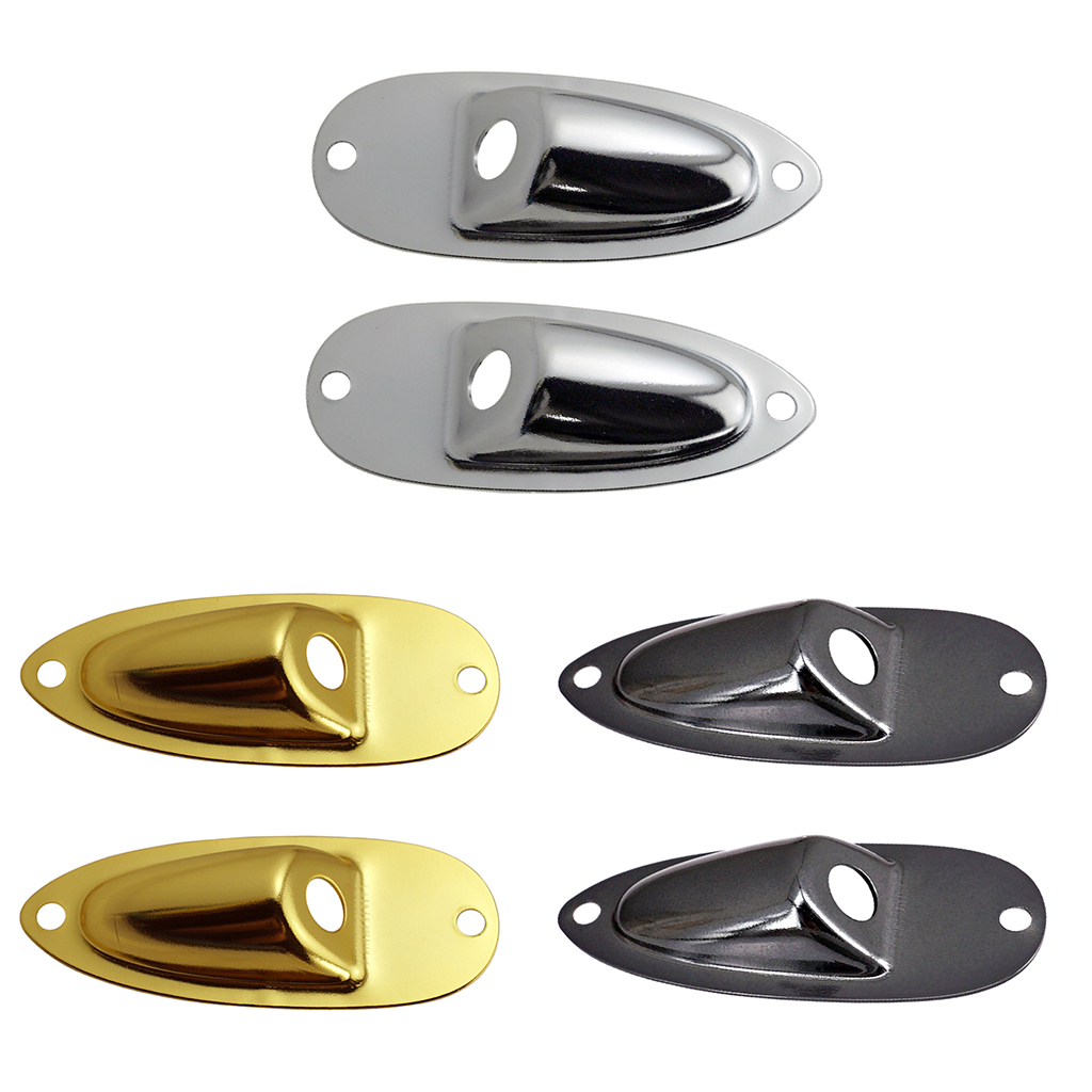 Tooyful 2Pc Boat Style Electric Bass Guitar Metal Output  Socket Plates with 4 Screws for ST  SQ Electric Guitars