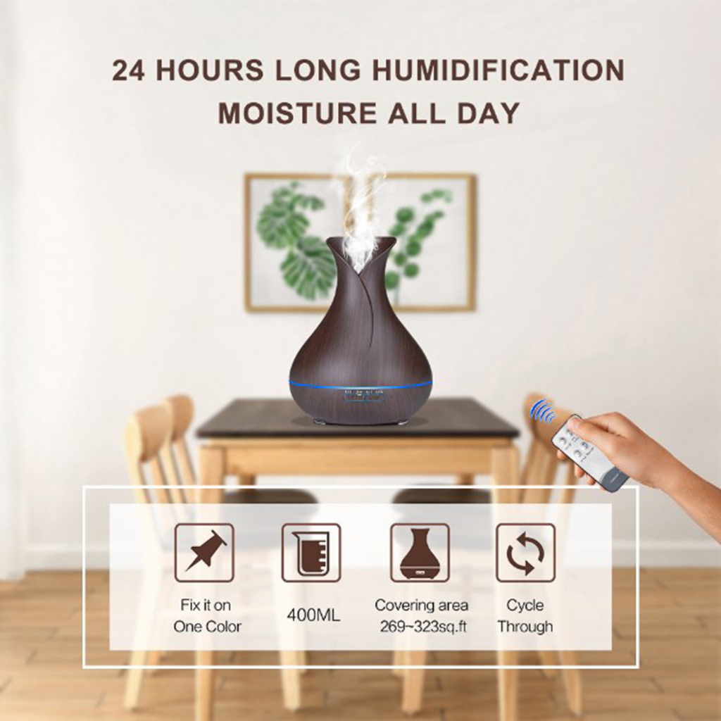 Wood Grain 500ml Essential Oil Aroma Diffuser Air Mist Humidifier Purifier