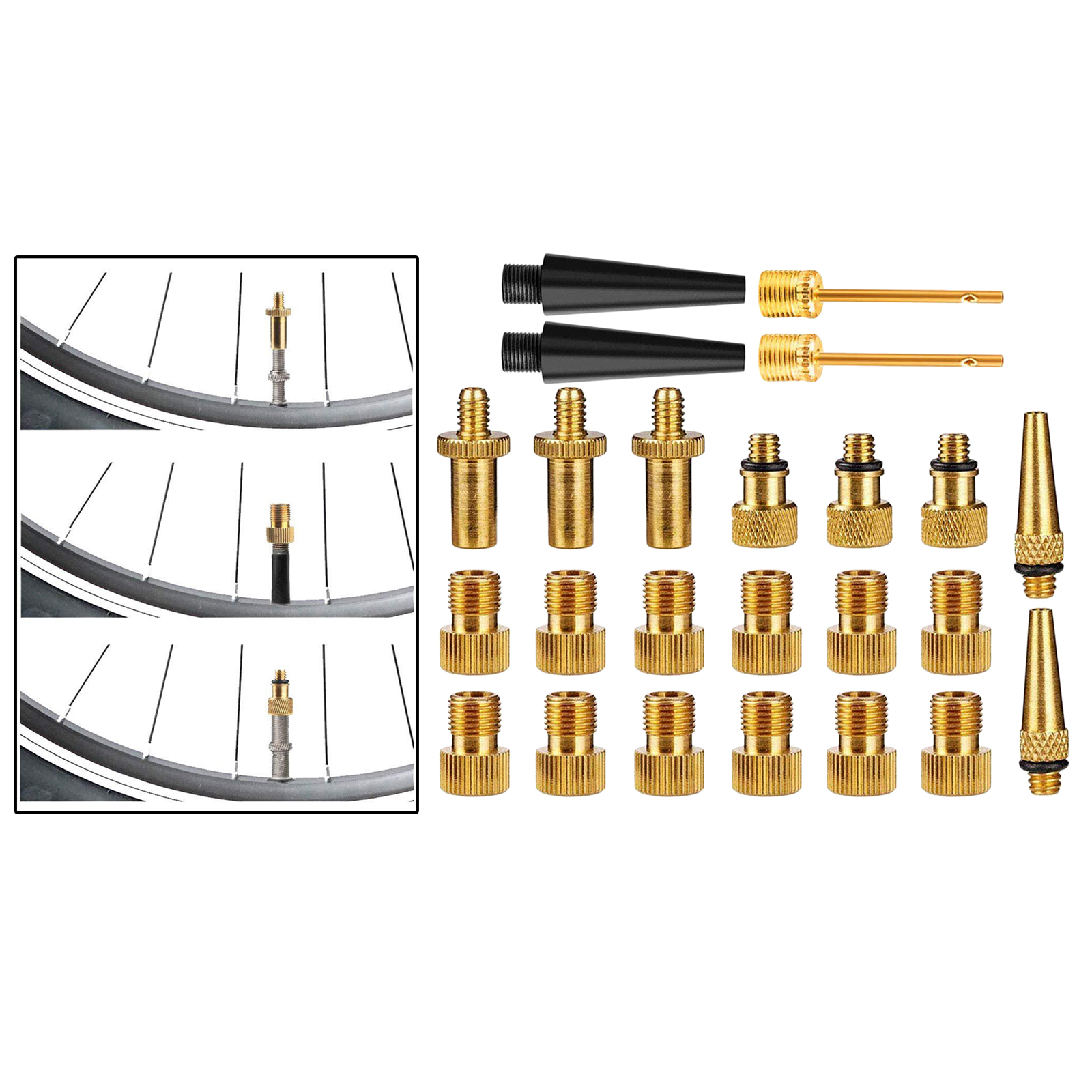 Road Bike Valve Adapter Converter Bicycle Pump Tube Presta To Schrader with Sealing O-Ring Cycle Accessories Needle Converter