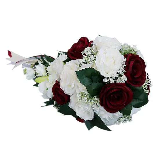 Artificial Rose Bouquet Floral Flowers Bridal Wedding Valentine`s Day Decor