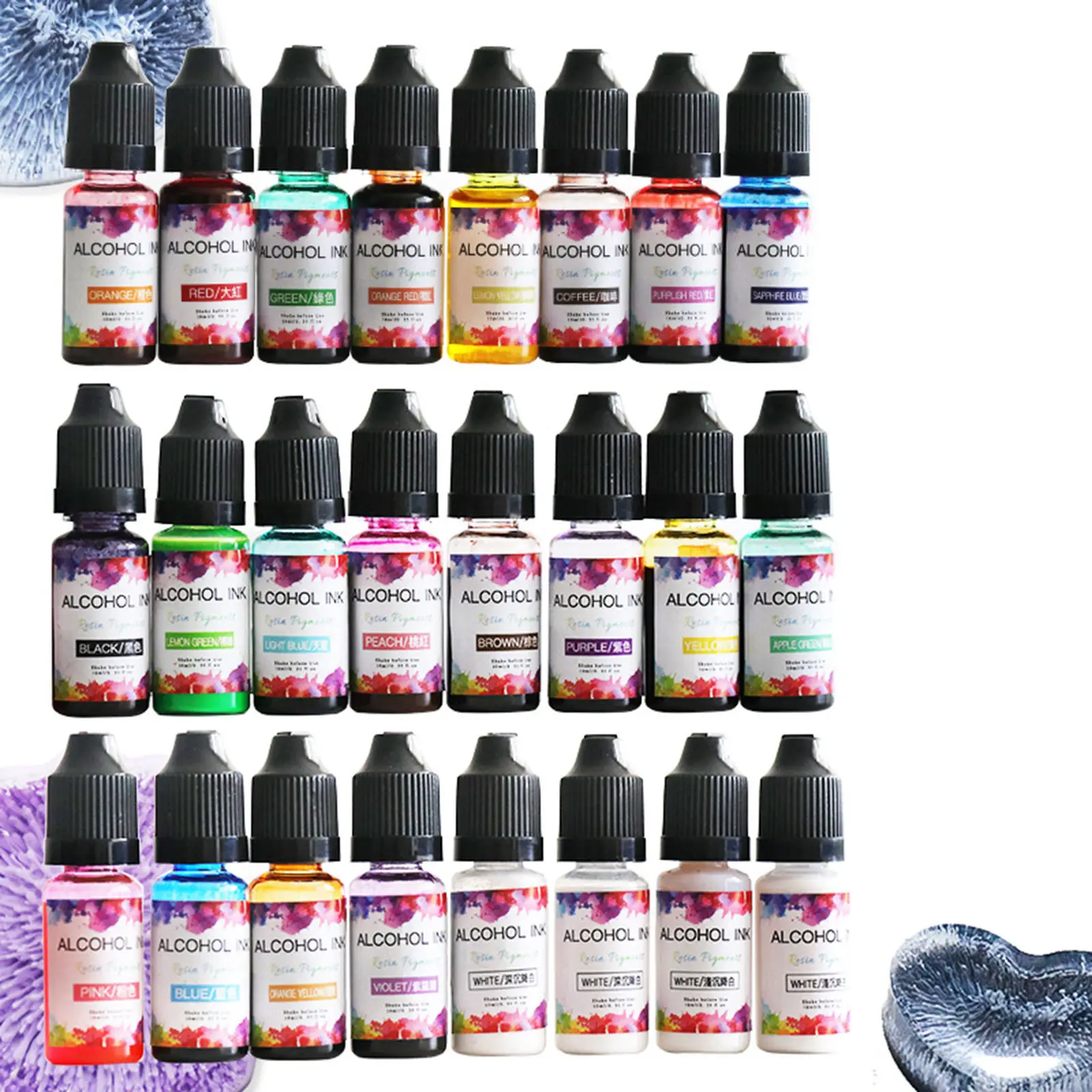 Alcohol Ink 26 Colors High Concentrated for Petri Dish Making Epoxy Resin